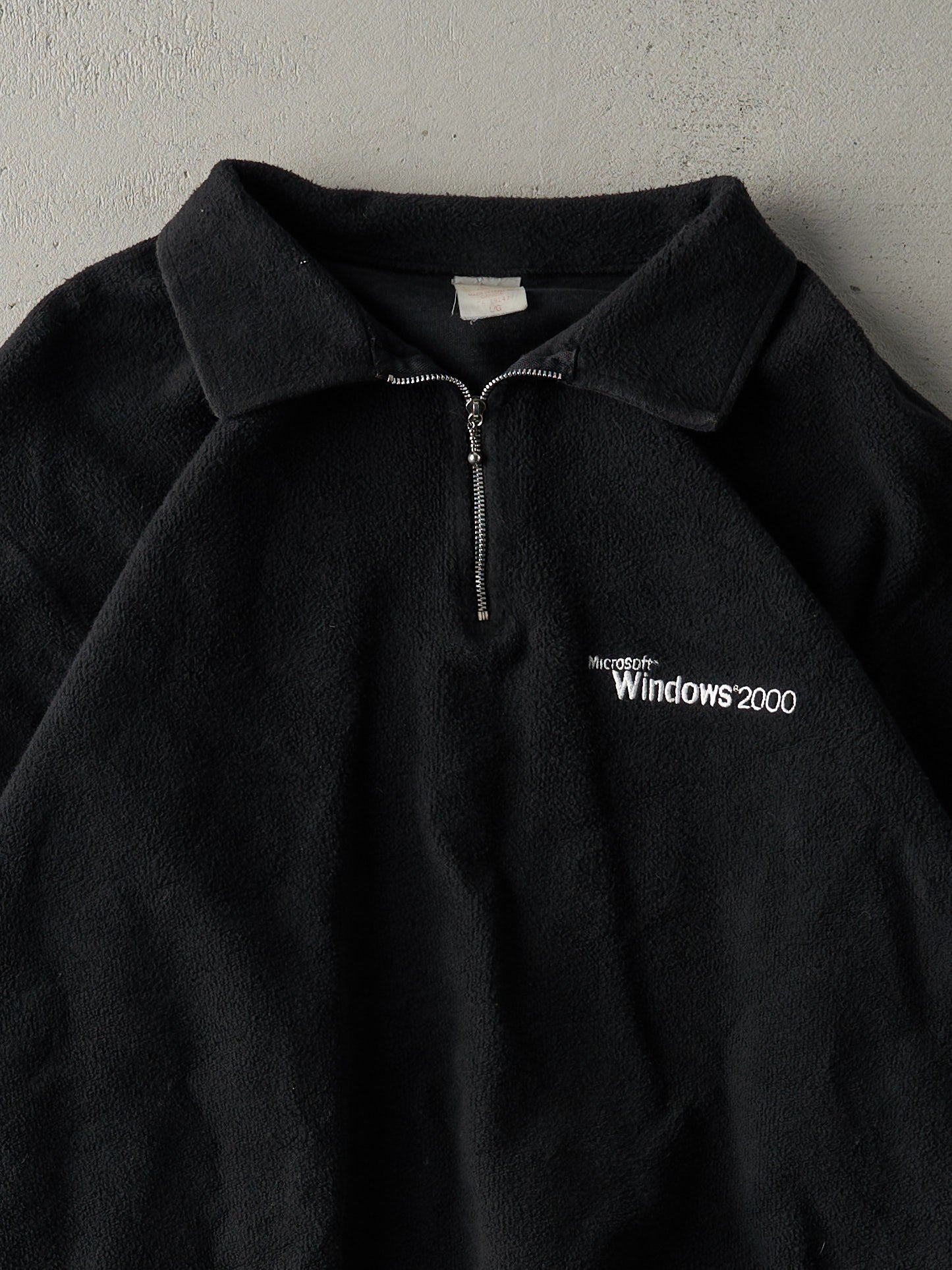 Vintage 00' Black Microsoft Windows Inside Out Quarter Zip Embroidered Crewneck (L)