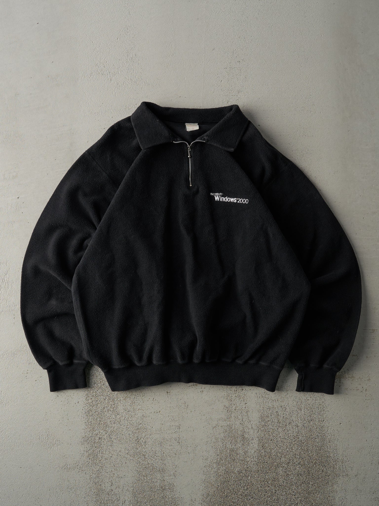 Vintage 00' Black Microsoft Windows Inside Out Quarter Zip Embroidered Crewneck (L)