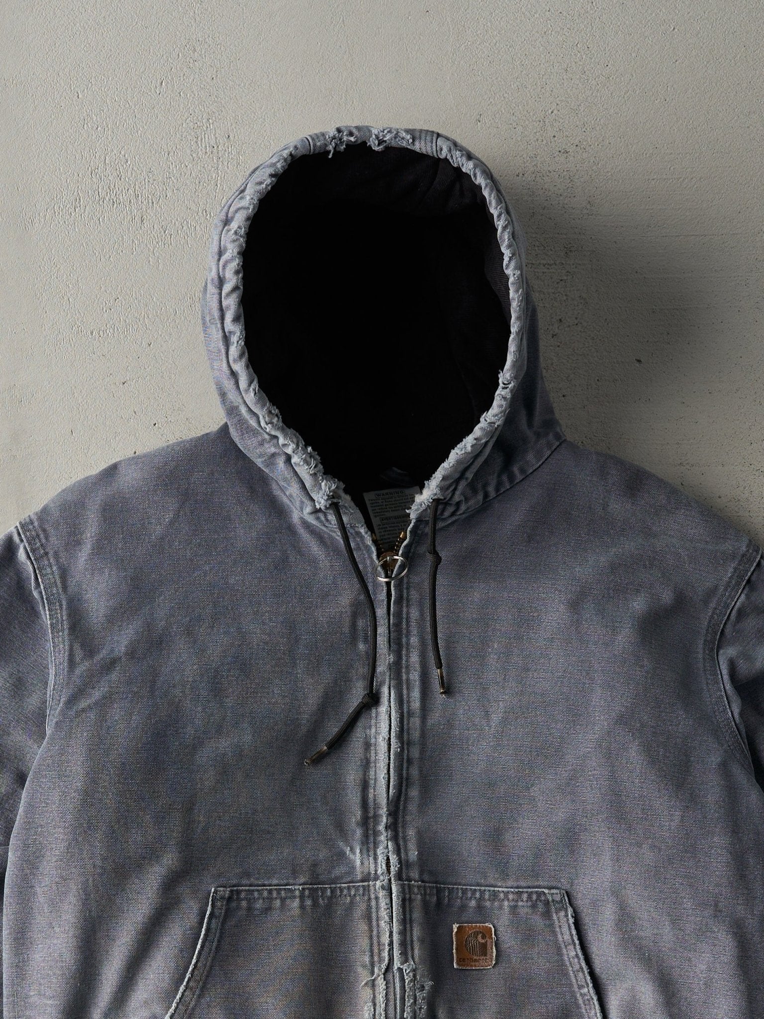Vintage 90s Washed Slate Blue Carhartt Hooded Workwear Jacket (L)