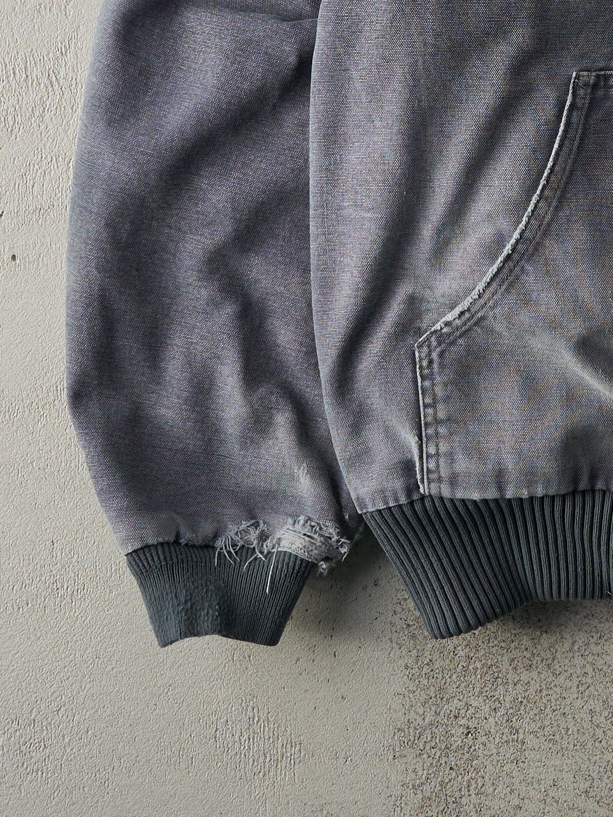 Vintage 90s Washed Slate Blue Carhartt Hooded Workwear Jacket (L)