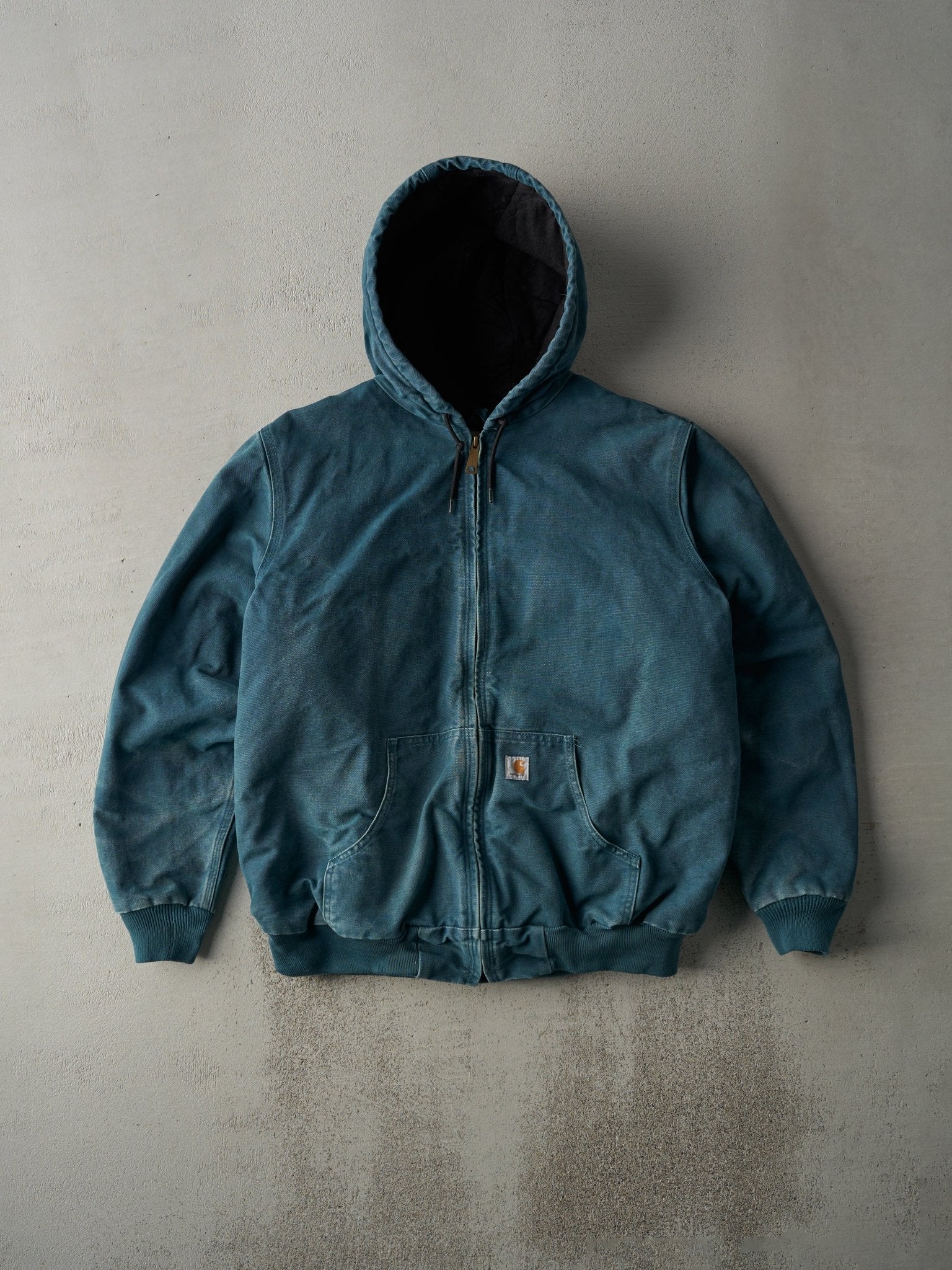 Vintage Y2K Teal Green Carhartt Hooded Workwear Jacket (L)