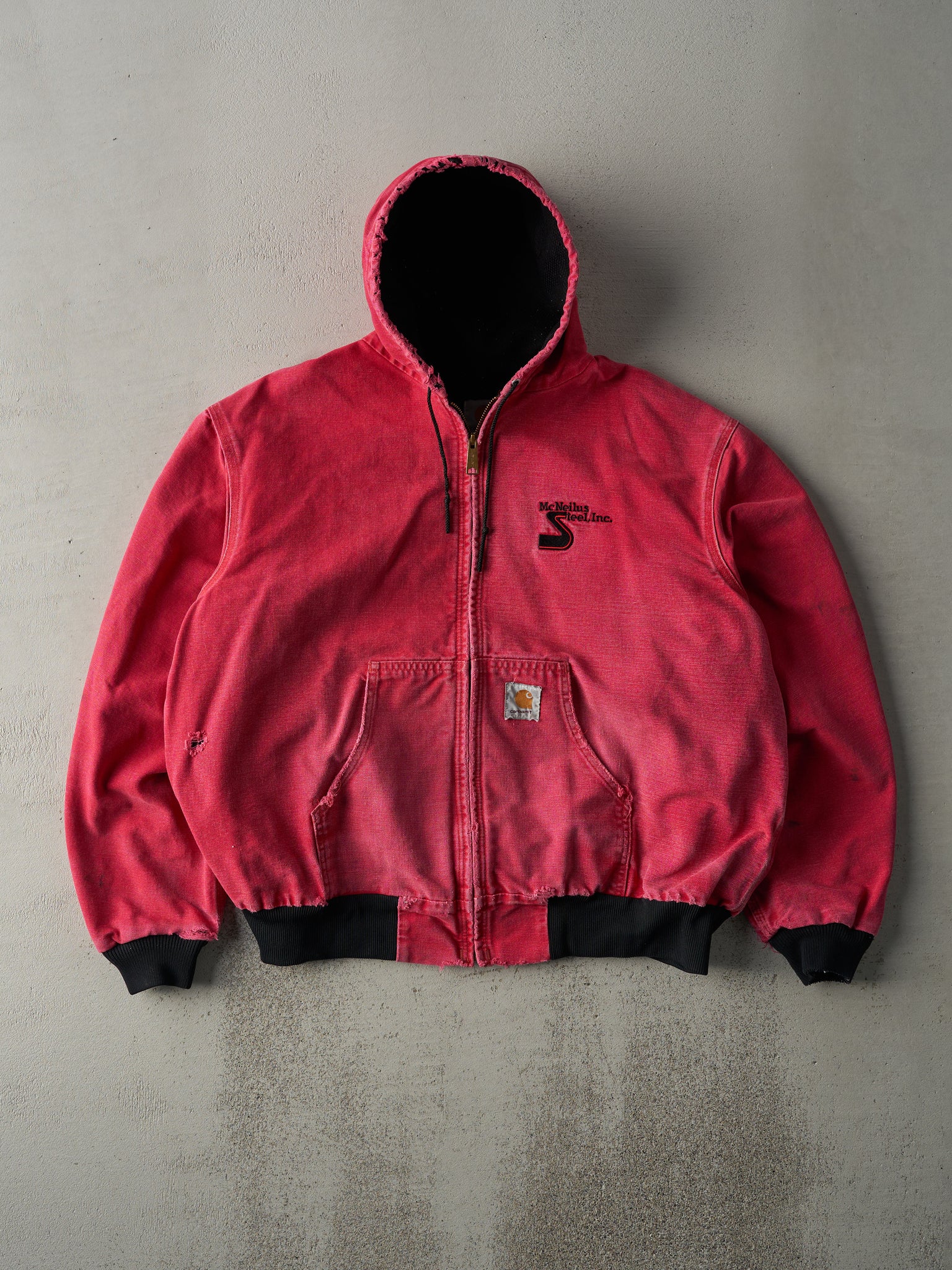Vintage Y2K Washed Red McNeilus Steel Embroidered Logo Carhartt Workwear Jacket (M/L)