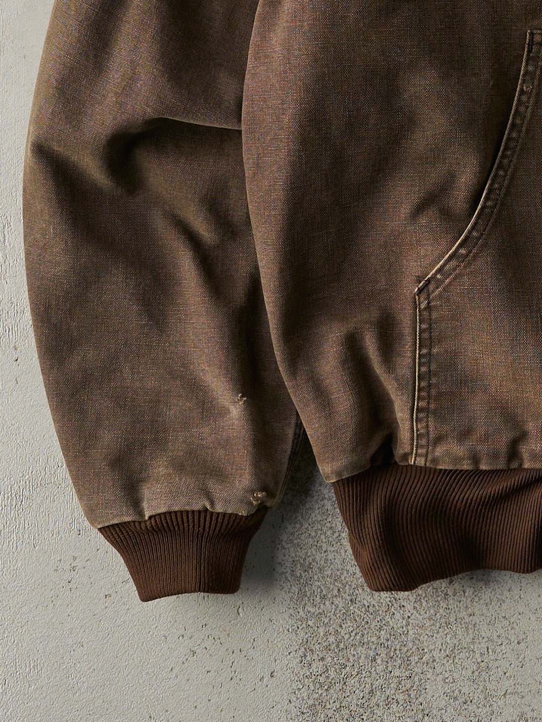 Vintage 90s Washed Chocolate Brown Carhartt Hooded Workwear Jacket (L)