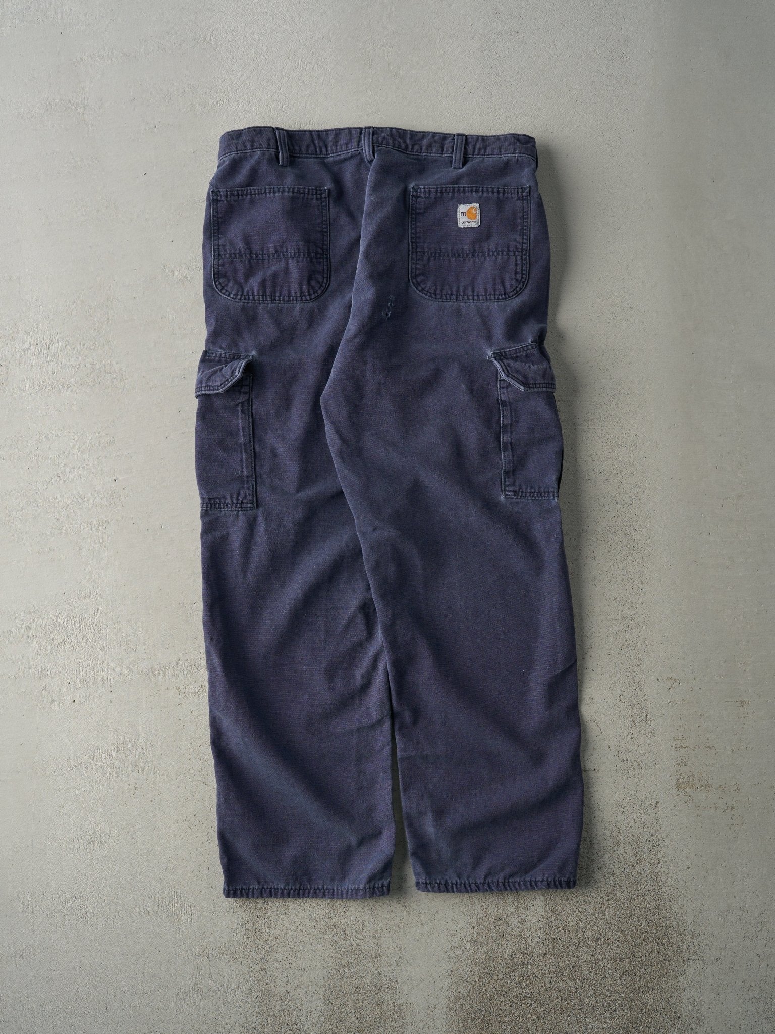 Vintage Y2K Navy Blue Dungaree Fit Carhartt Fire Resistant Light Weight Cargo Work Pants (36x30)