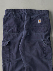 Vintage Y2K Navy Blue Dungaree Fit Carhartt Fire Resistant Light Weight Cargo Work Pants (36x30)