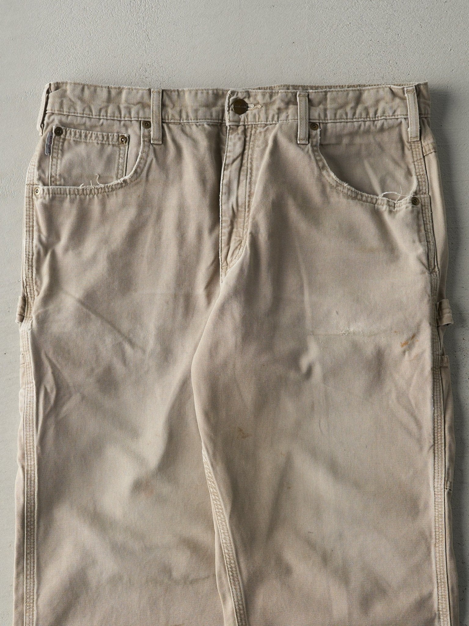 Vintage Y2K Beige Carhartt Light Weight Carpenter Pants (36x29)