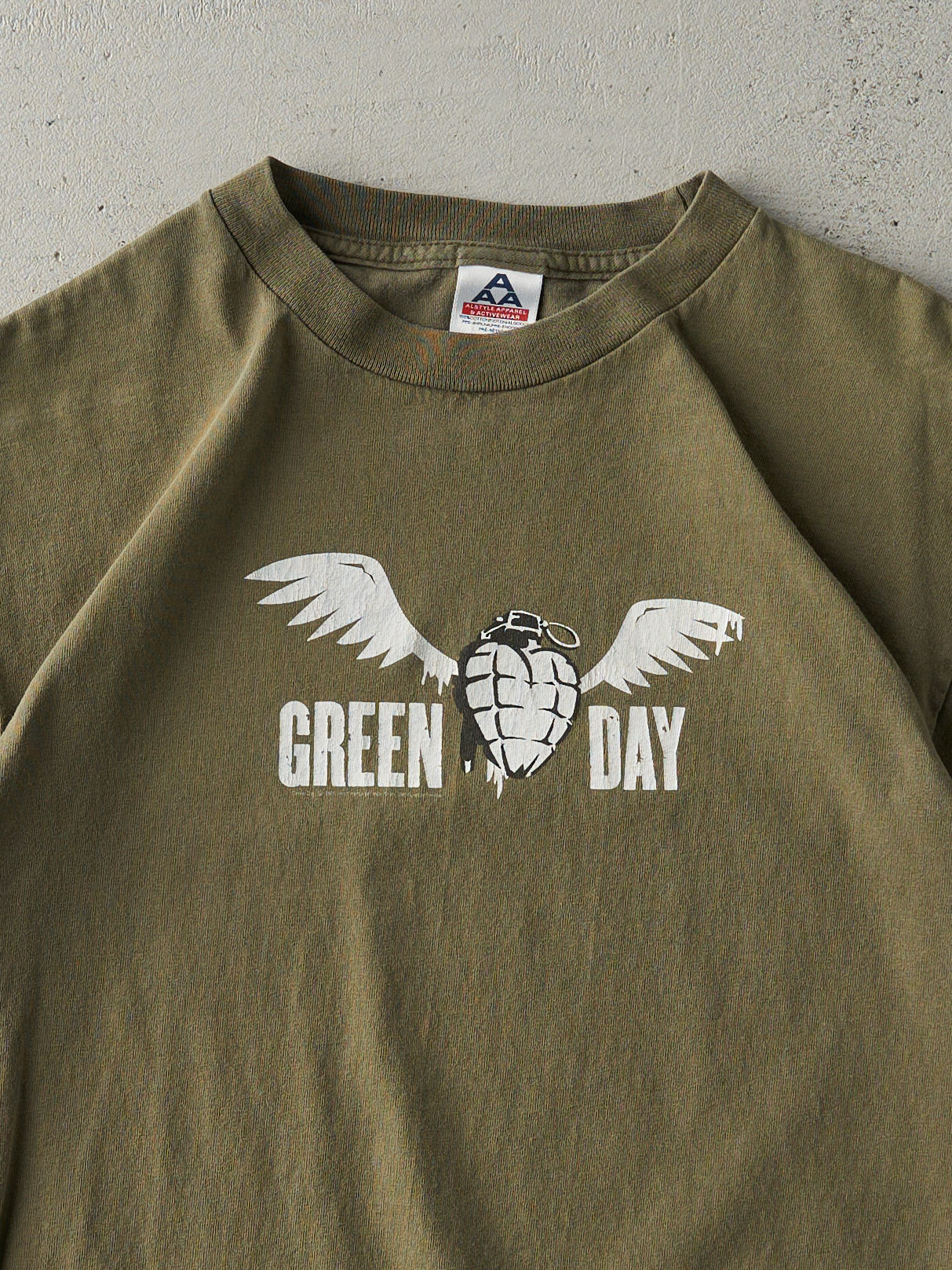 Vintage Y2K Olive Green Green Day Band Tee (S)