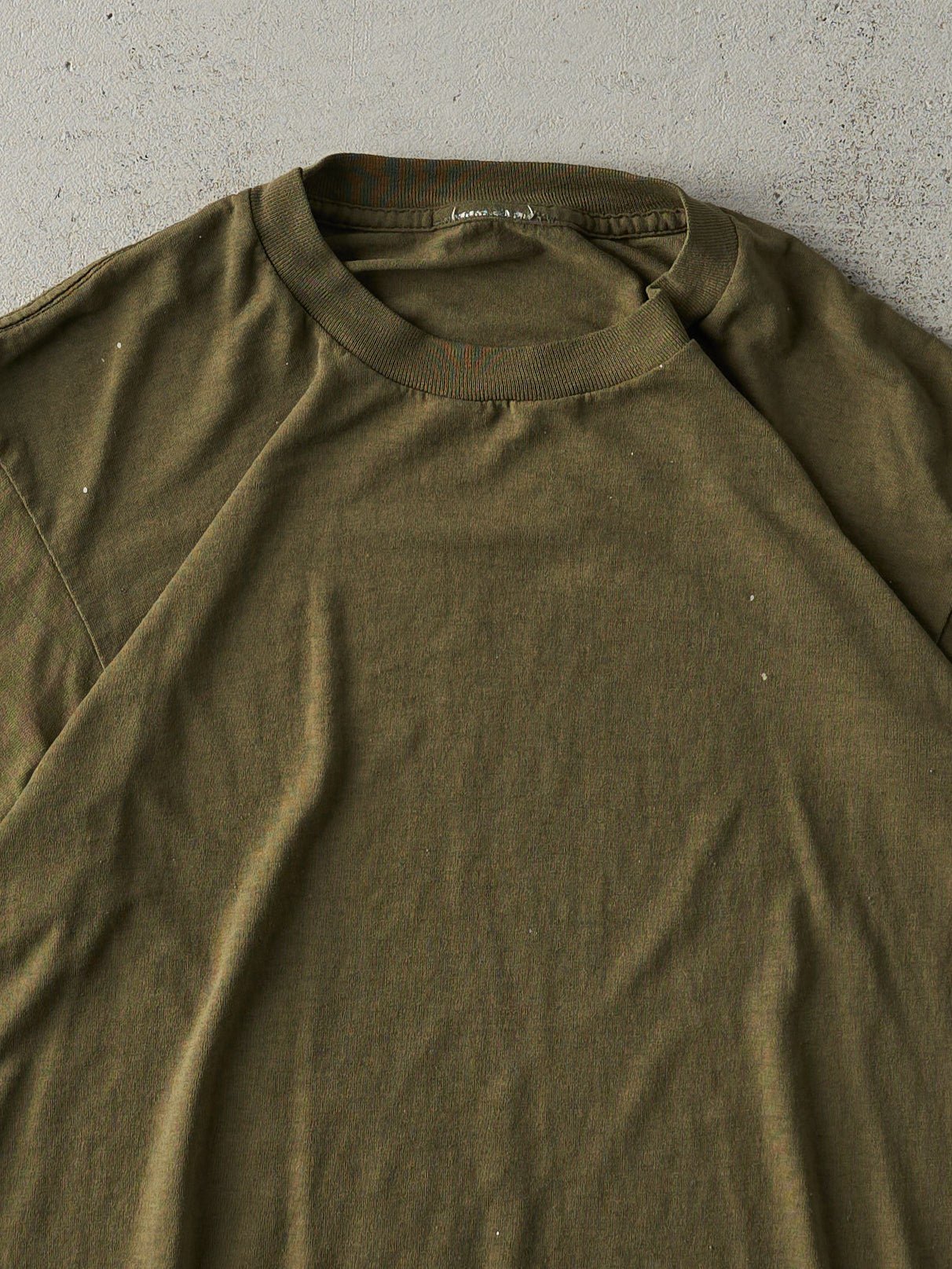 Vintage 80s Army Green Blank Single Stitch Tee (S)