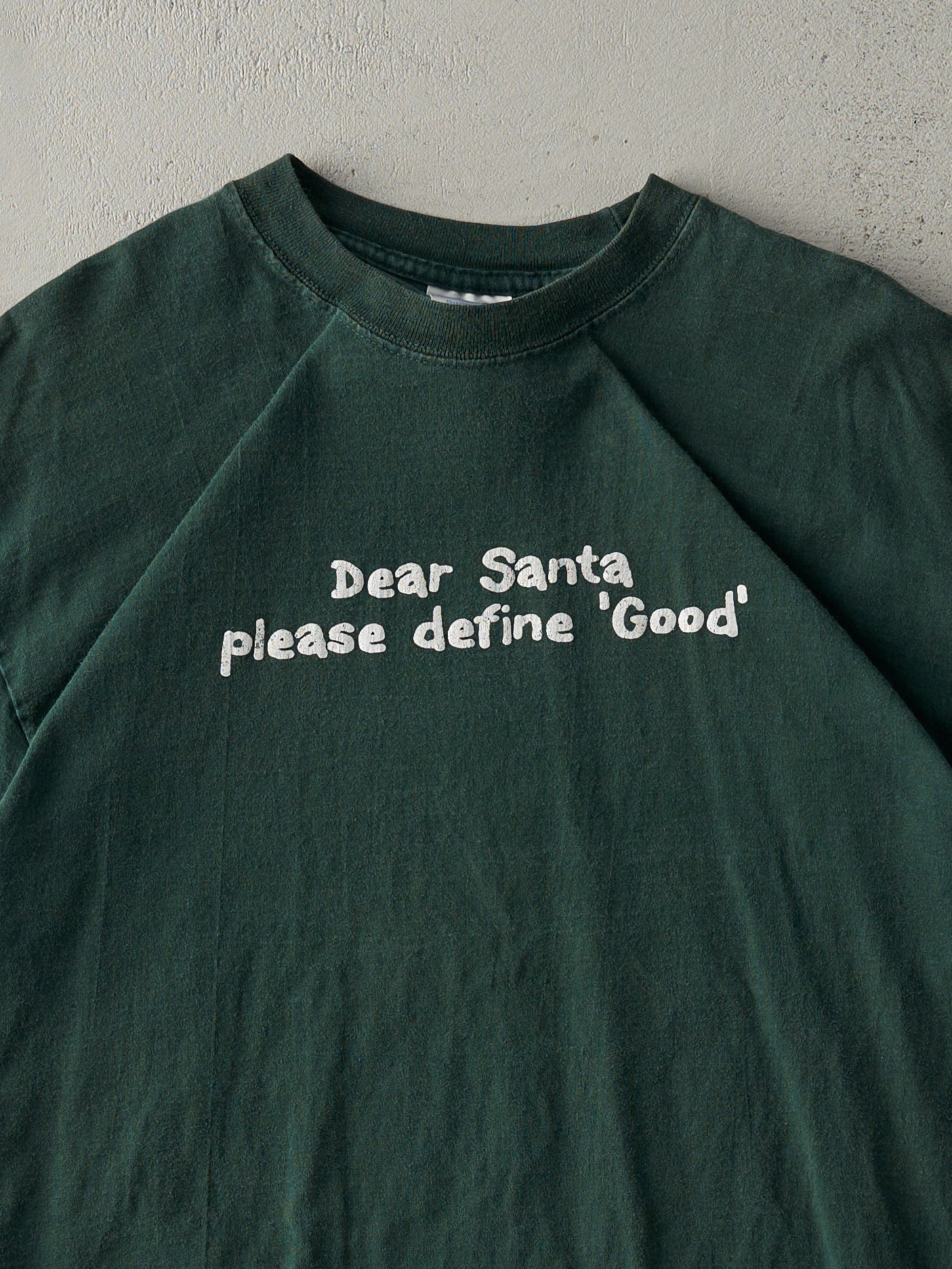Vintage Y2K Forest Green "Dear Santa" Tee (M)