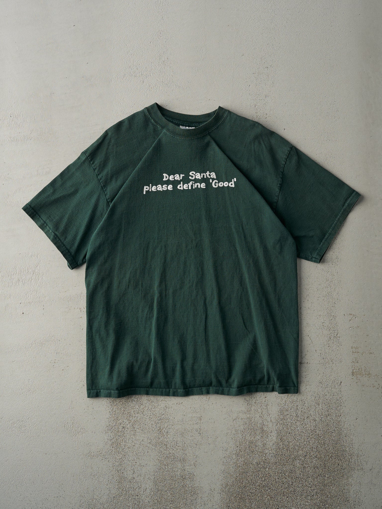 Vintage Y2K Forest Green "Dear Santa" Tee (M)