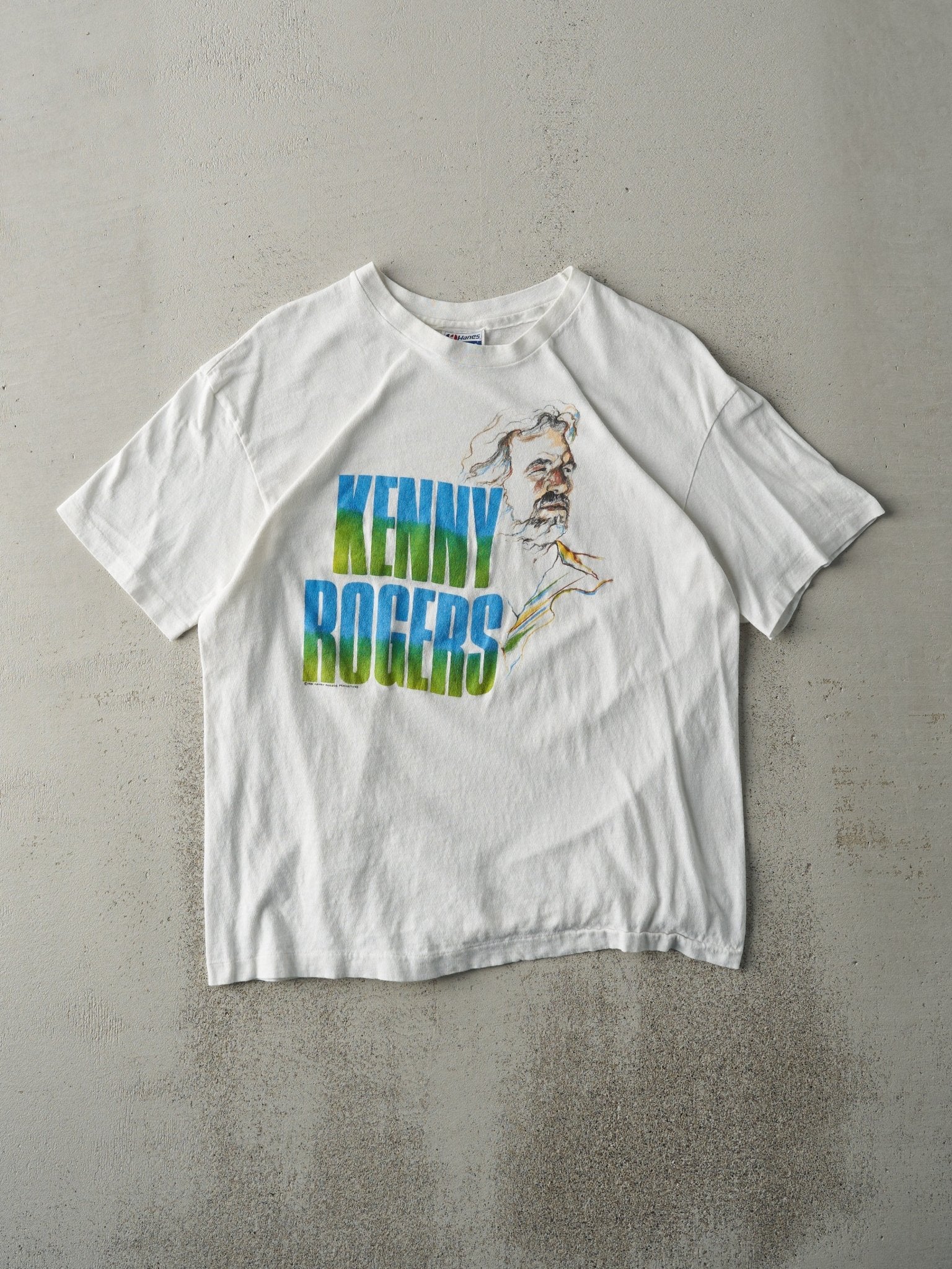 Vintage 86' White Kenny Rogers Single Stitch Tee (M)