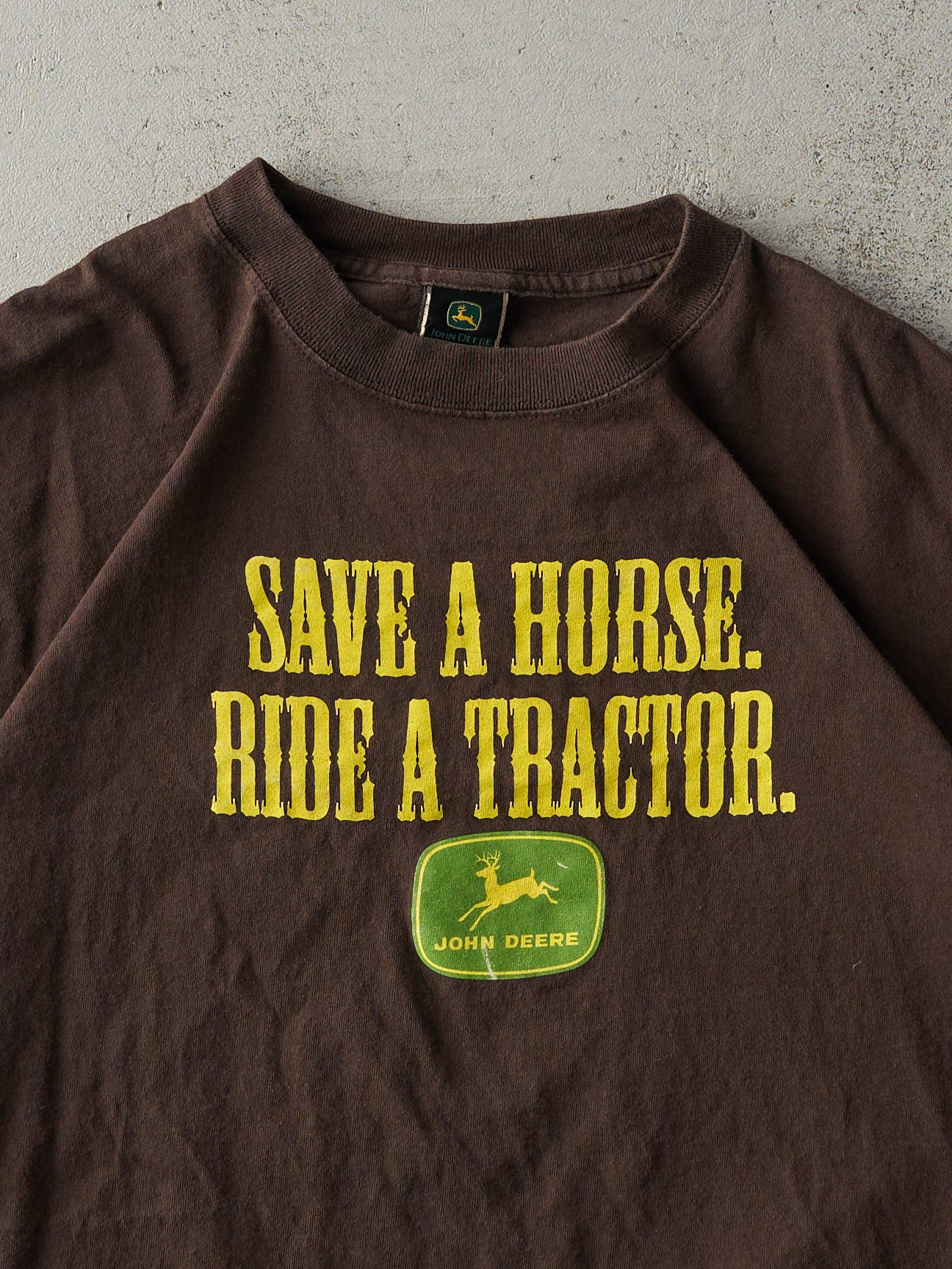 Vintage Y2K Chocolate Brown "Save A Horse" John Deere Tee (L)