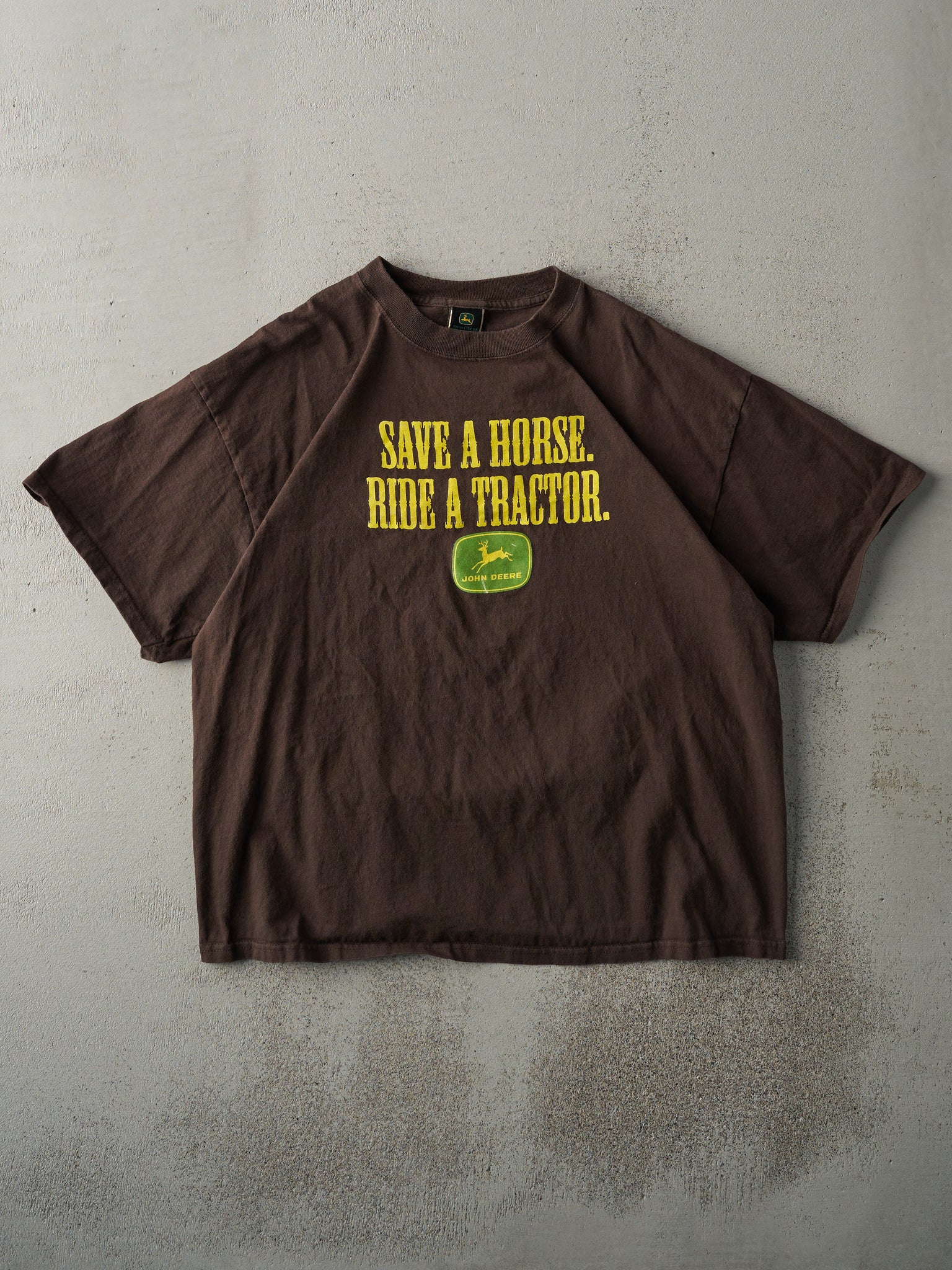 Vintage Y2K Chocolate Brown "Save A Horse" John Deere Tee (L)