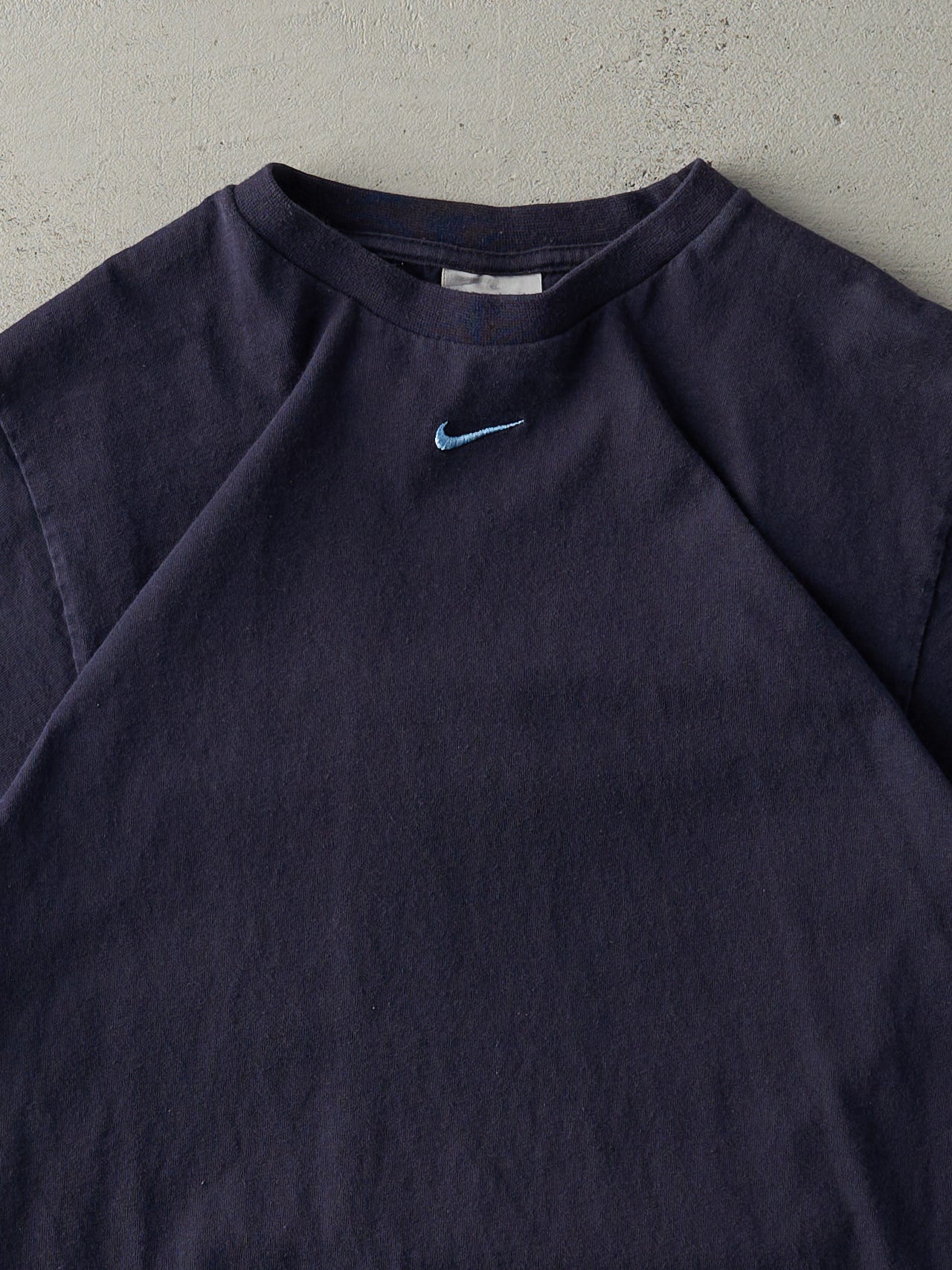 Vintage 90s Navy Blue Nike Centre Swoosh Embroidered Tee (S)
