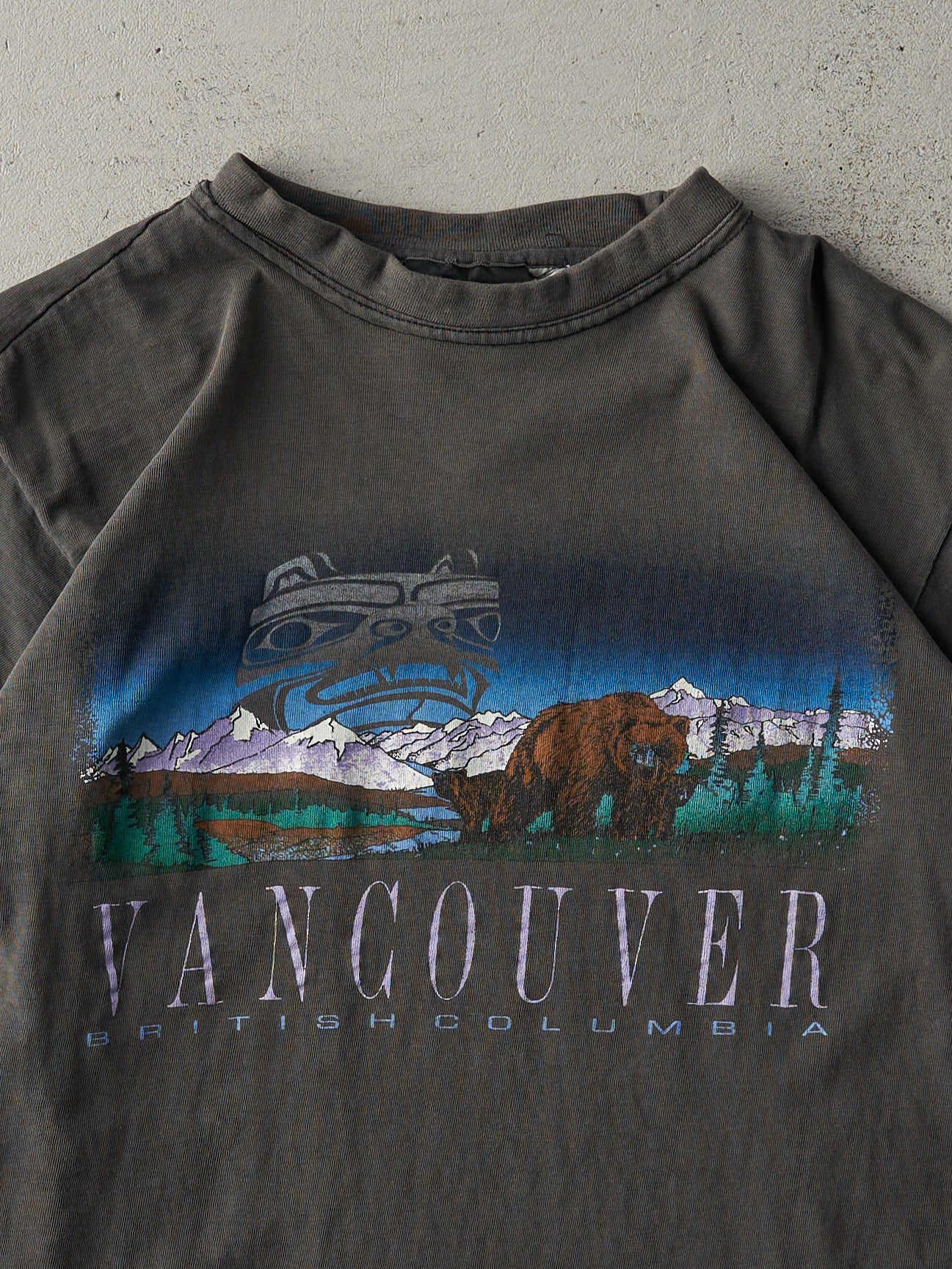 Vintage 90s Smokey Faded Black Vancouver BC Tee (S)