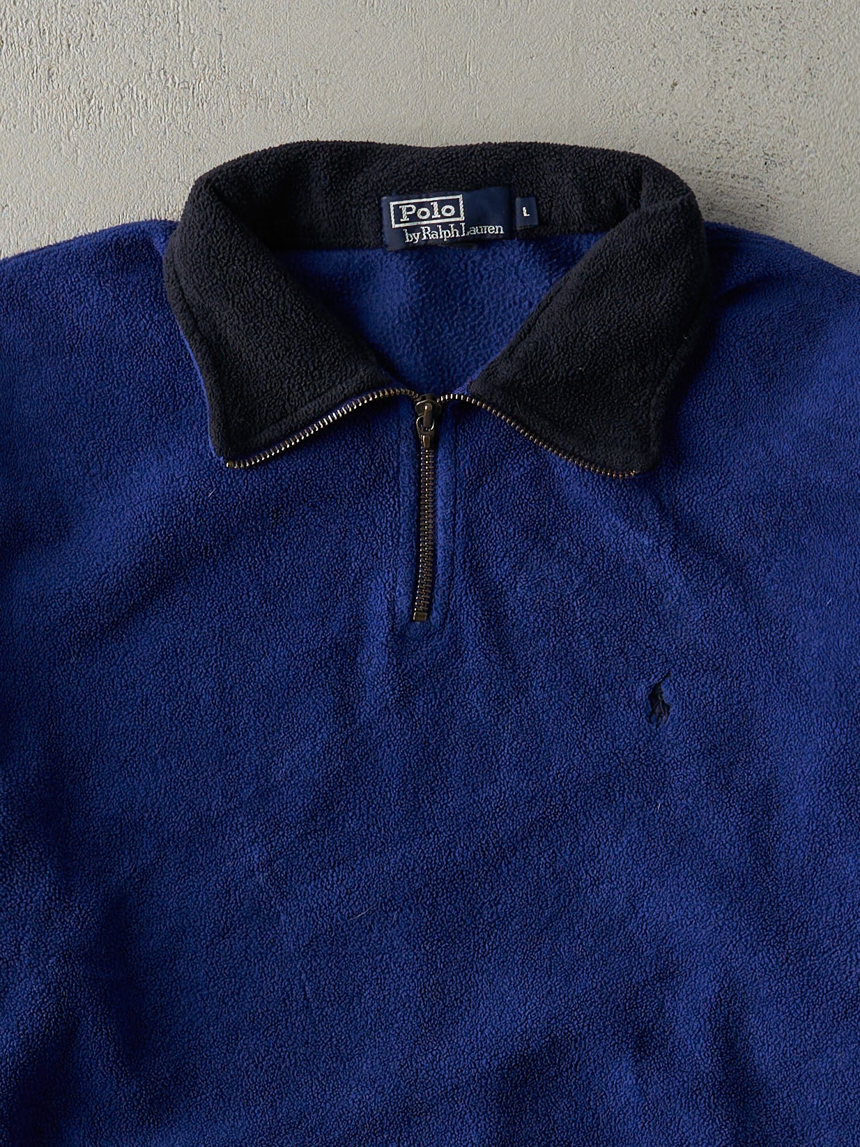 Vintage 90s Blue Polo Fleece  Quarter Zip (L)