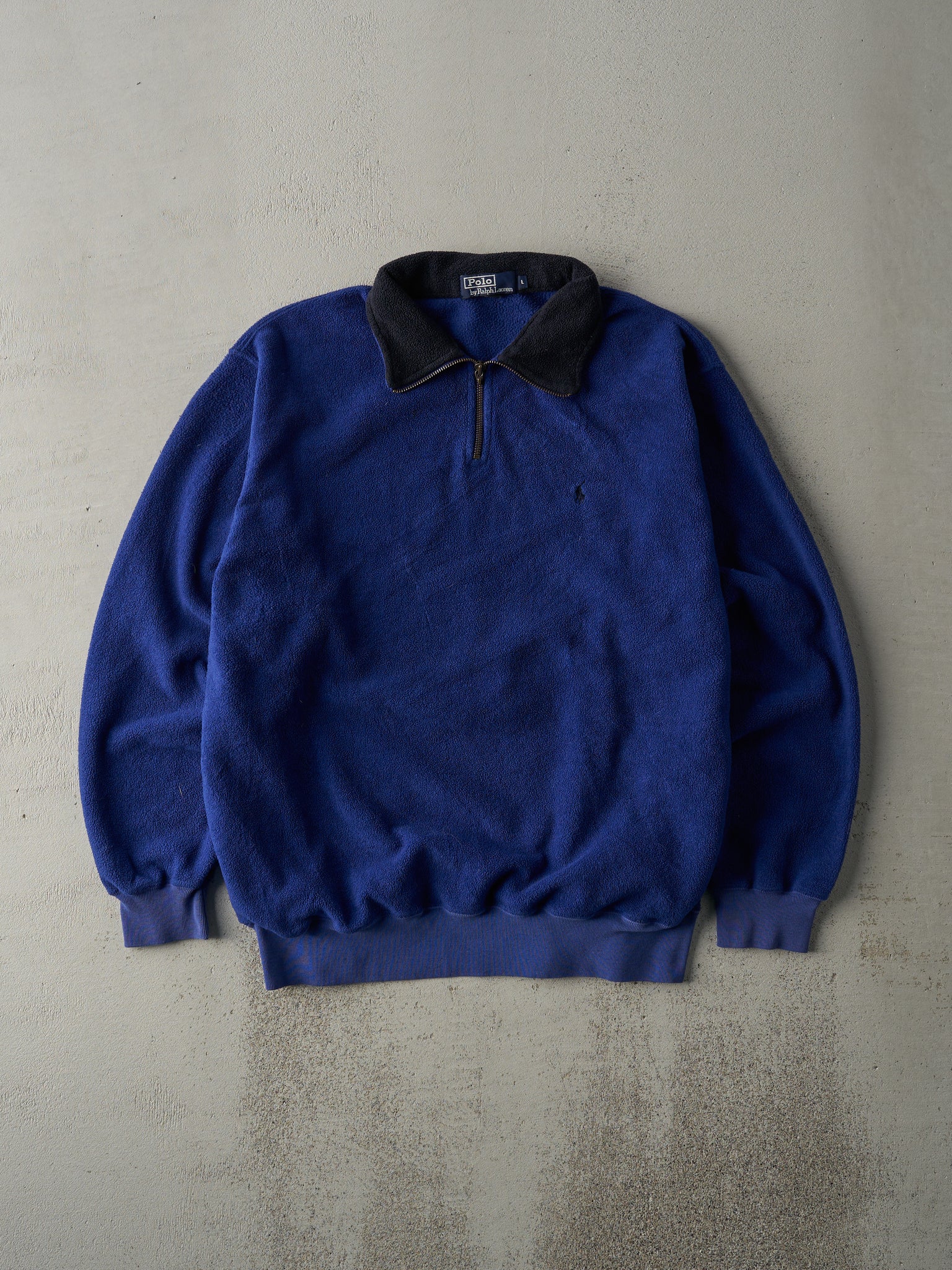 Vintage 90s Blue Polo Fleece  Quarter Zip (L)