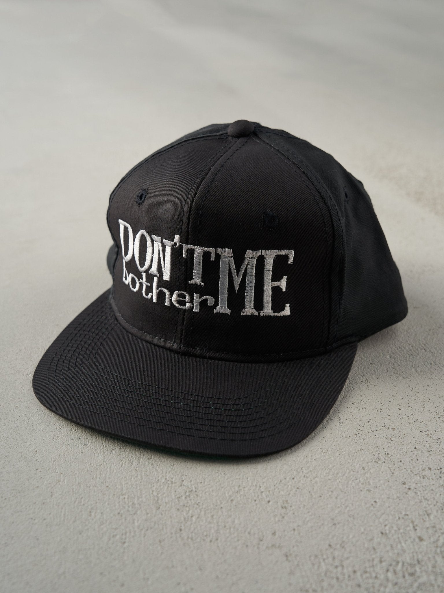 Vintage 90s Black Embroidered "Don't Bother Me" Snapback Hat