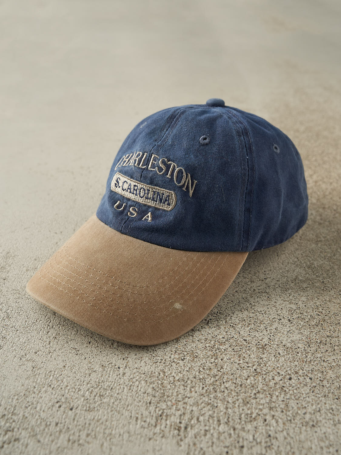 Vintage 90s Navy Blue & Beige Charleston USA Strapback (O/S)