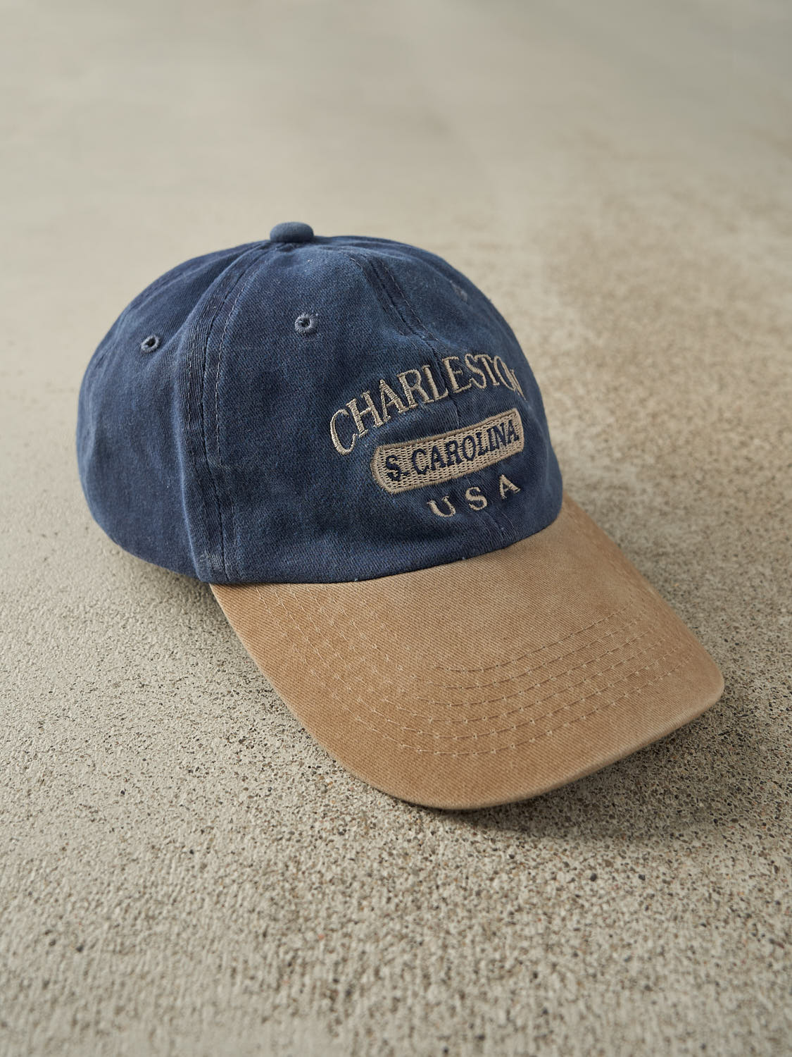 Vintage 90s Navy Blue & Beige Charleston USA Strapback (O/S)