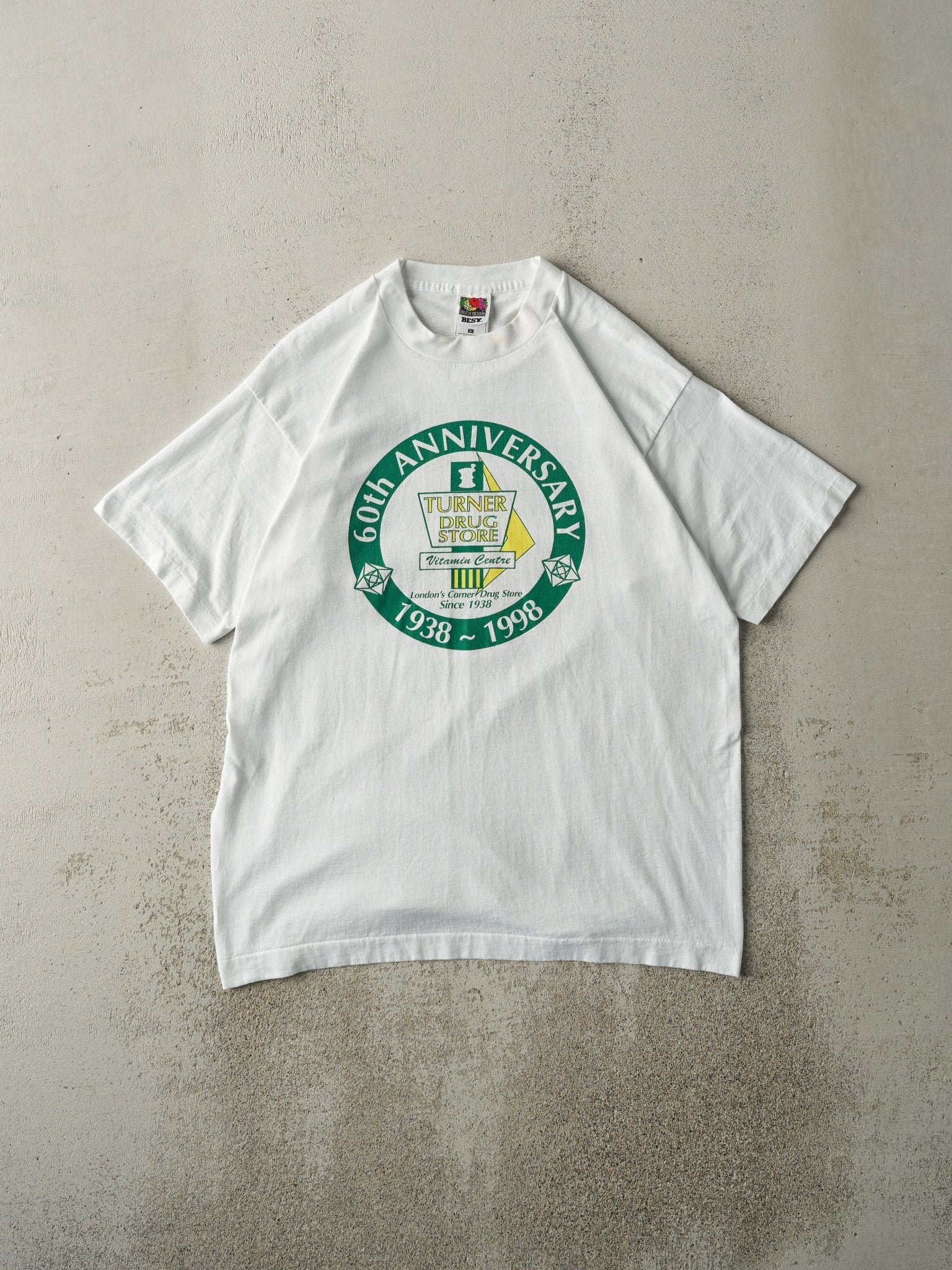 Vintage 98' White Turner Drug Store Single Stitch Tee (M)