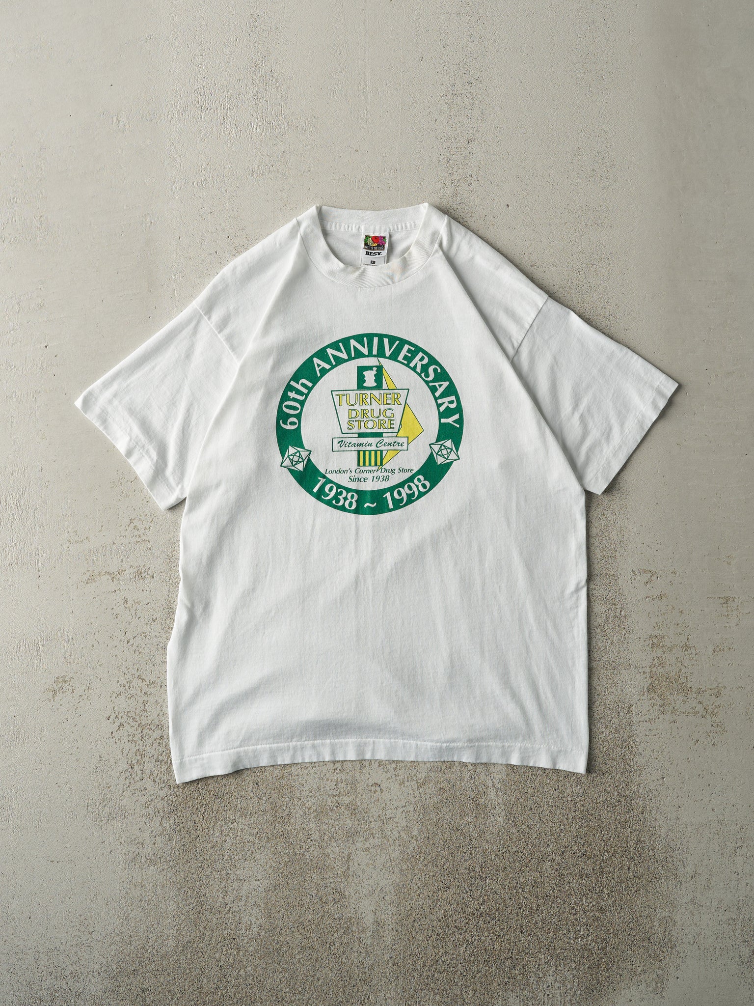 Vintage 98' White Turner Drug Store Single Stitch Tee (M)