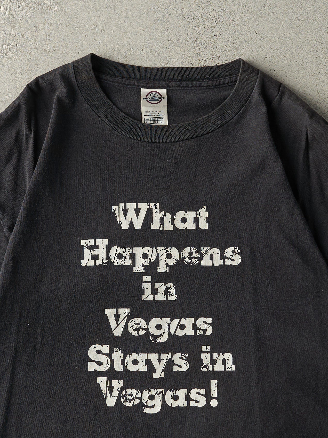 Vintage Y2K Black "What Happens in Vegas" Tee (L)