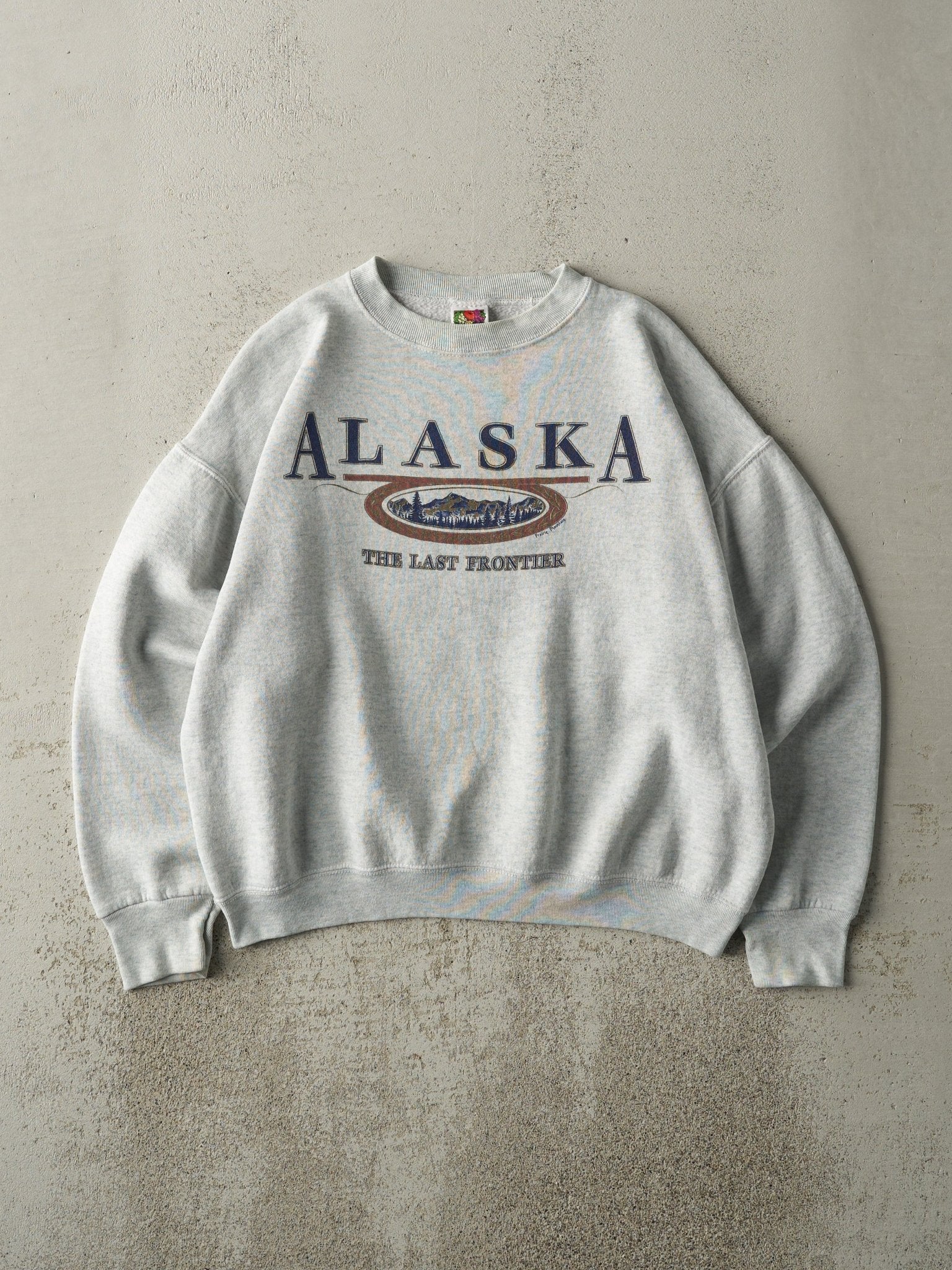 Vintage 90s Heather Grey Alaska Boxy Crewneck (M)