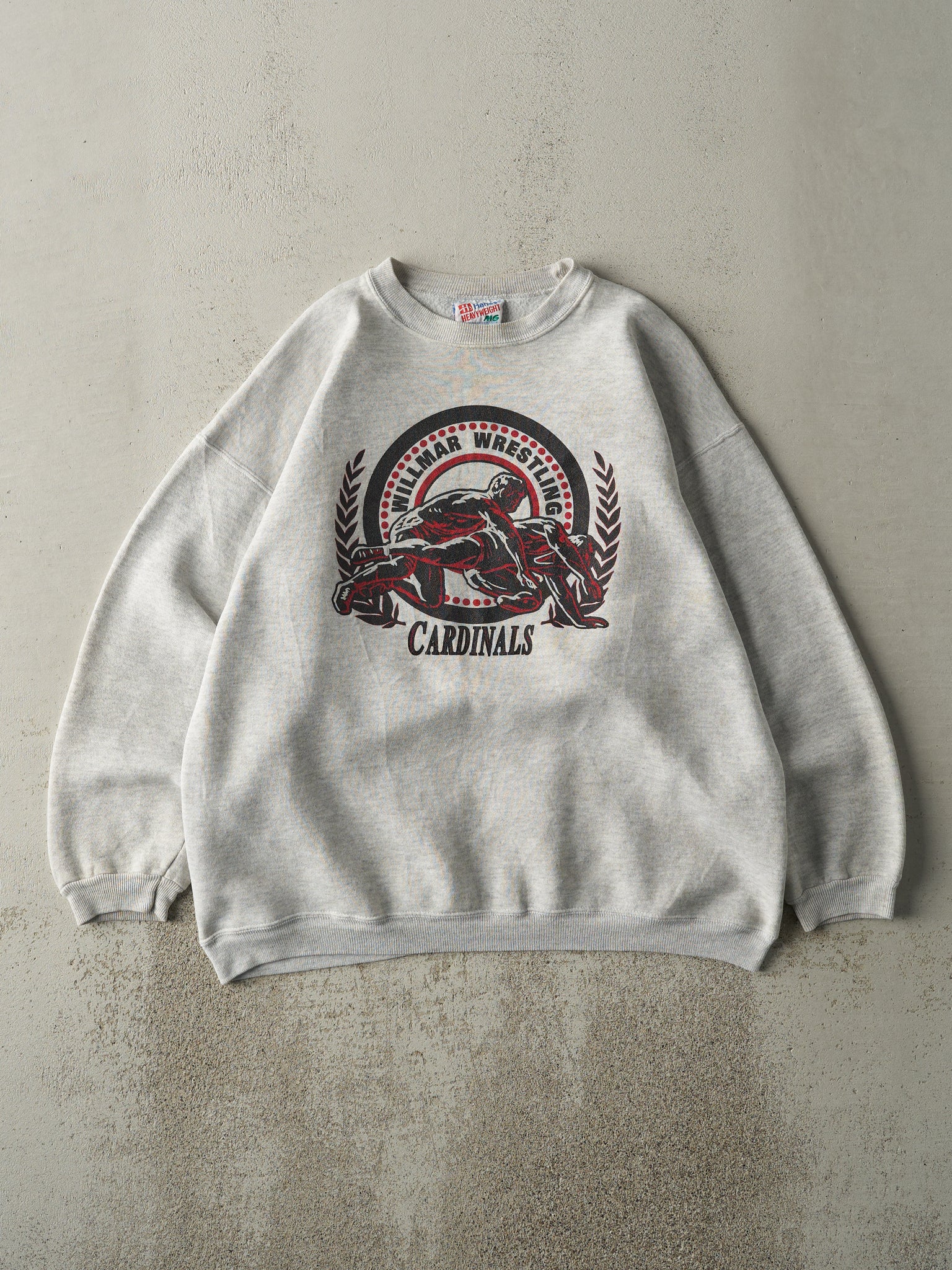 Vintage 90s Heather Grey Willmar Cardinals Wrestling Crewneck (L)