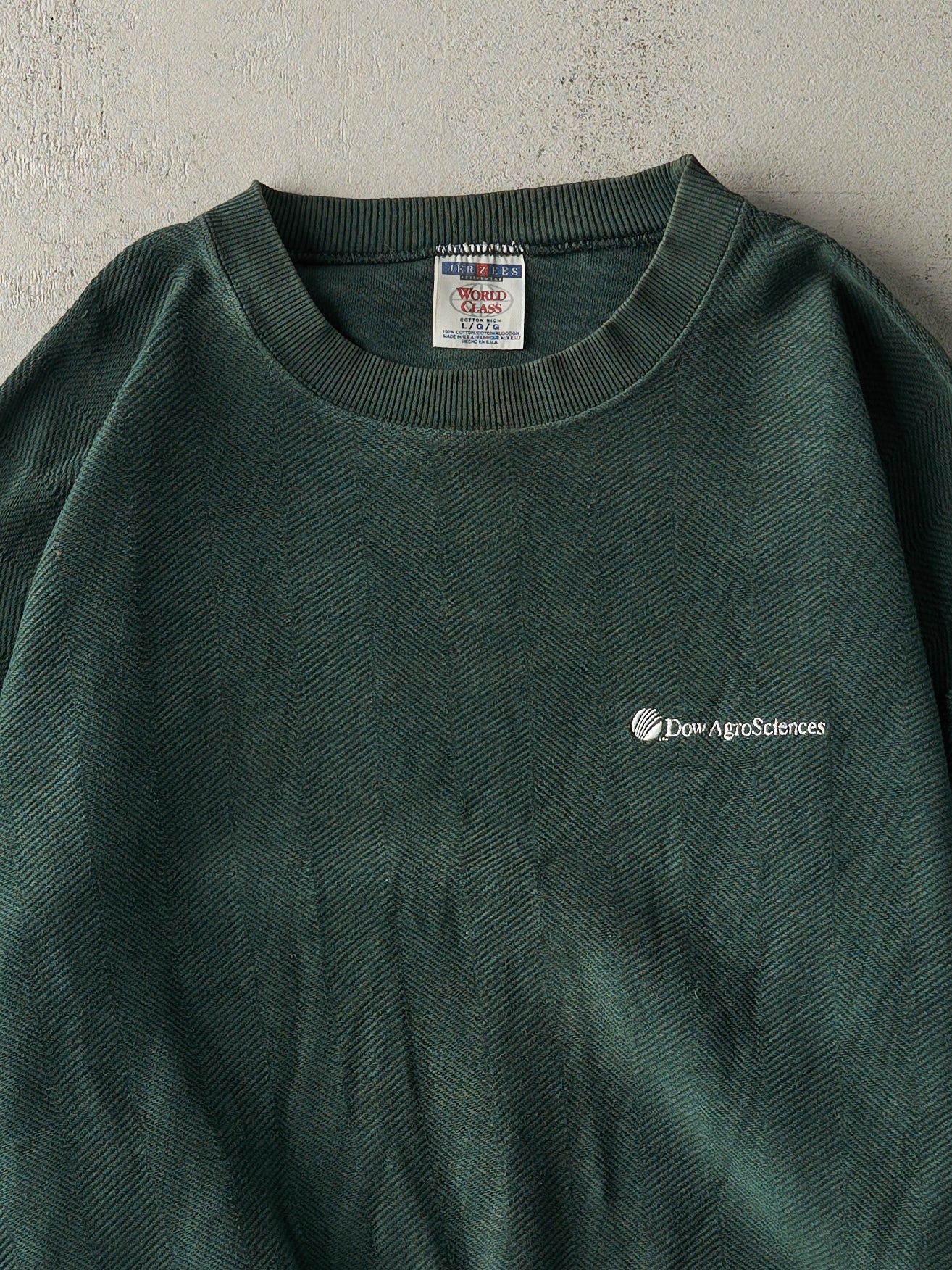 Vintage 90s Green Textured Lightweight Crewneck (XL)