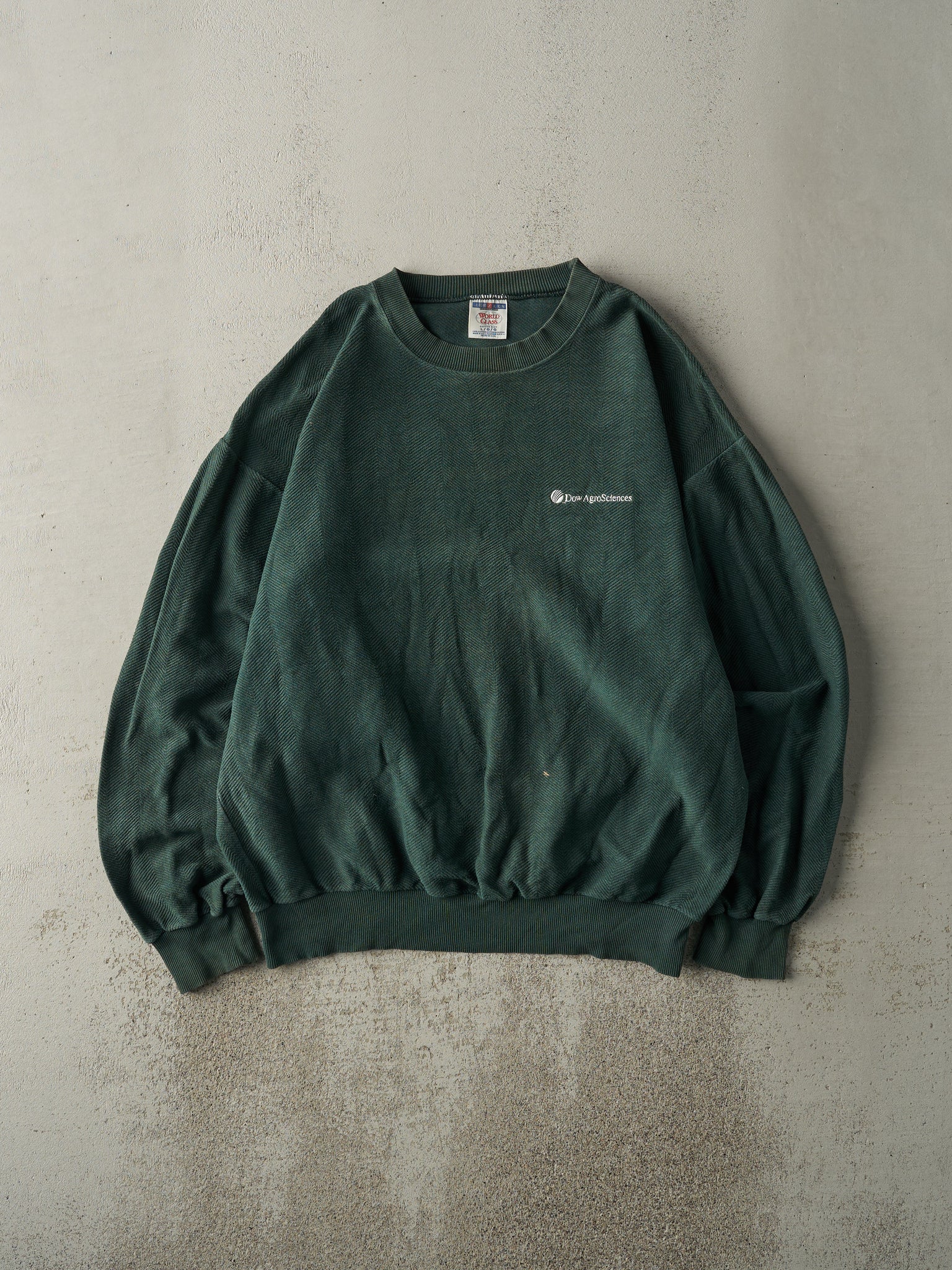 Vintage 90s Green Textured Lightweight Crewneck (XL)