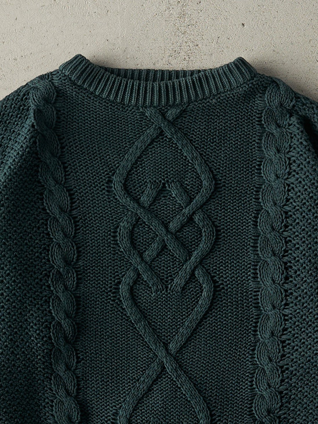Vintage 90s Green Cable Knit Pullover Sweater (S/M)