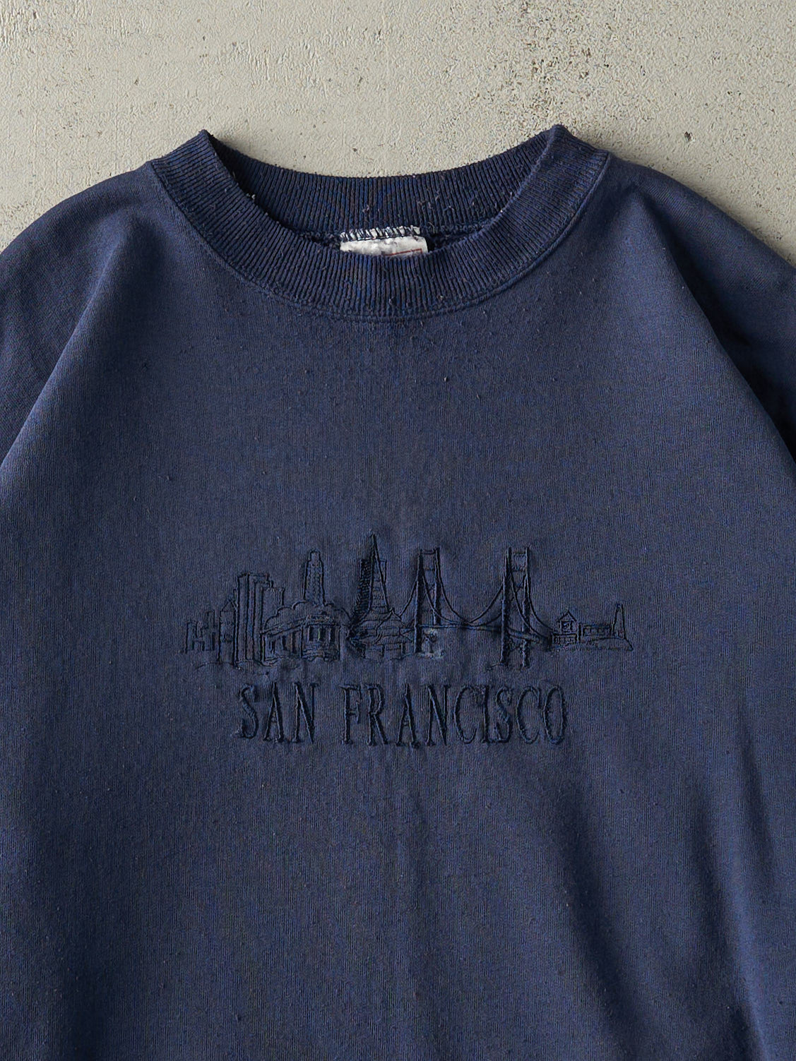 Vintage 90s Navy Blue San Francisco Embroidered Crewneck (XL)