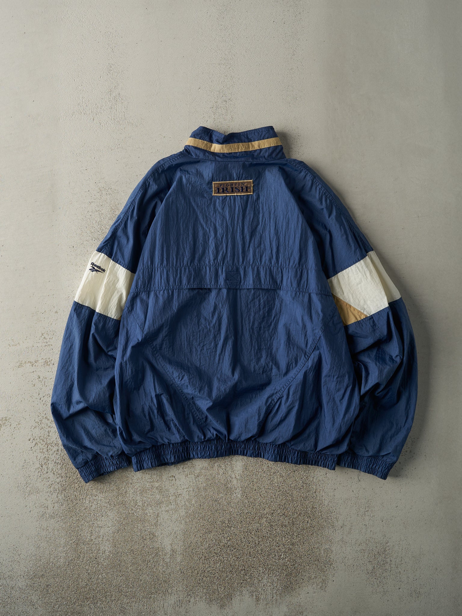 Vintage 90s Navy Blue Notre Dame Reebok Nylon Windbreaker (XL)