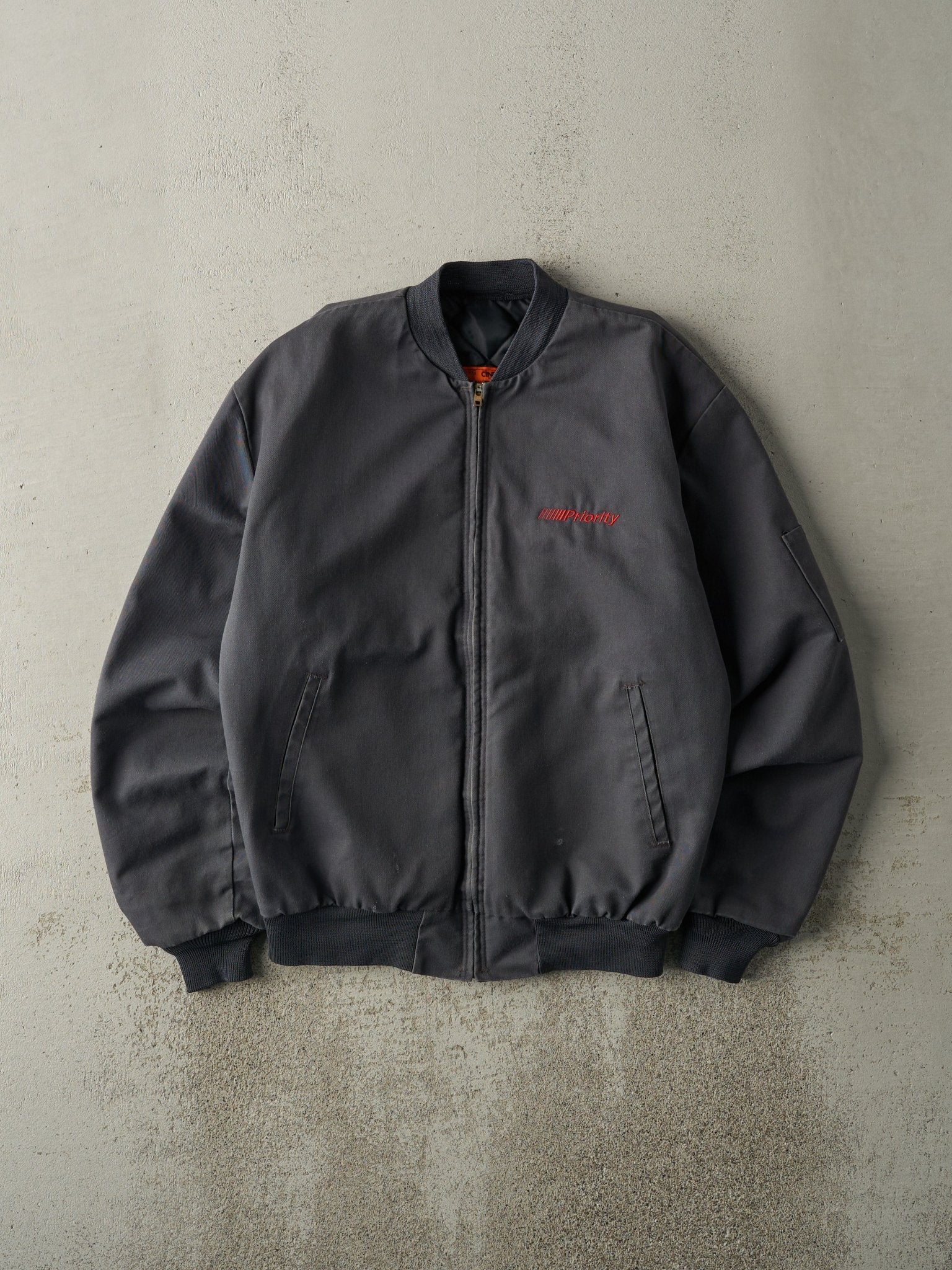 Vintage 90s Charcoal Grey Bomber Style Workwear Jacket (M)
