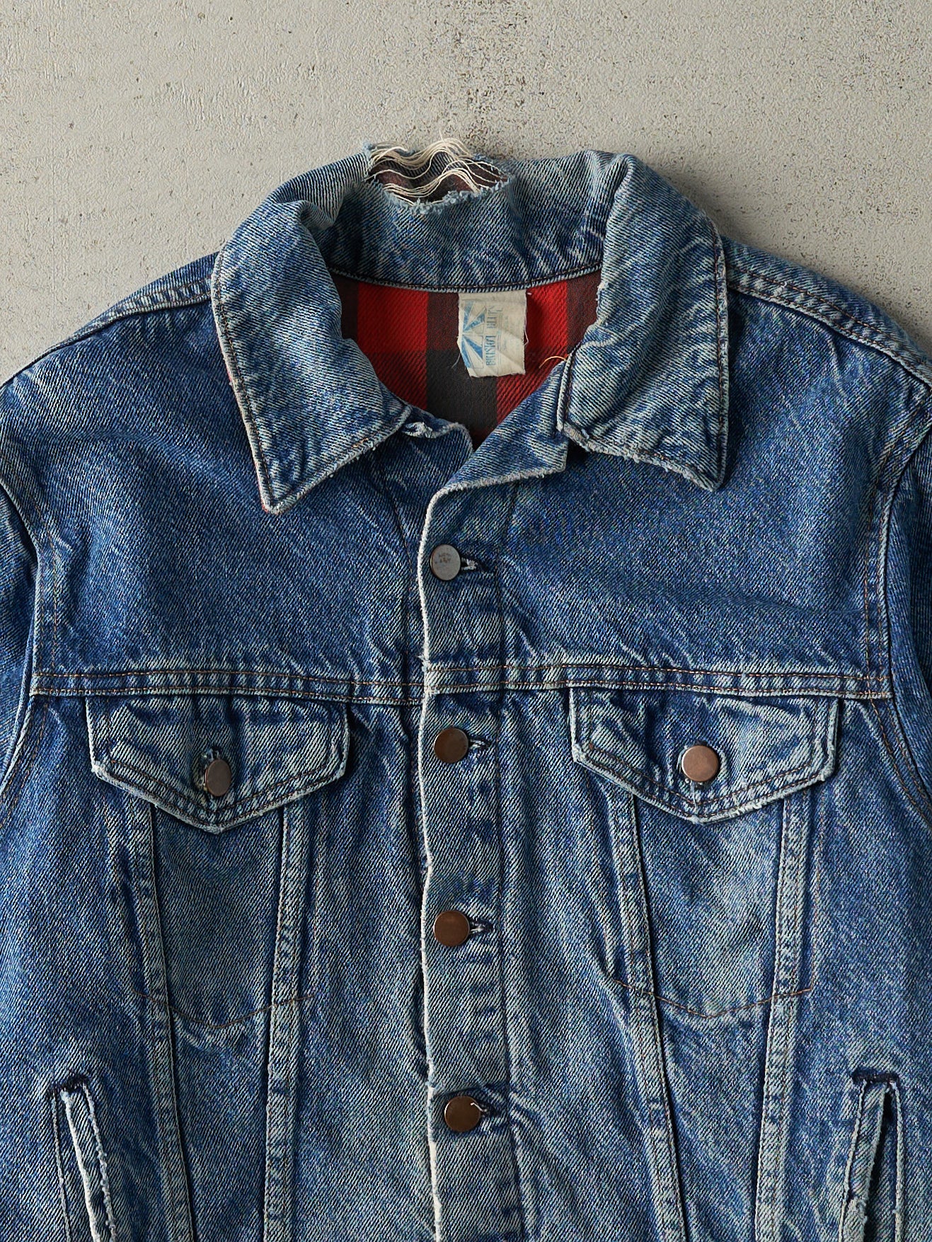 Vintage 90s Mid Wash Flannel Lined Denim Jacket (S/M)