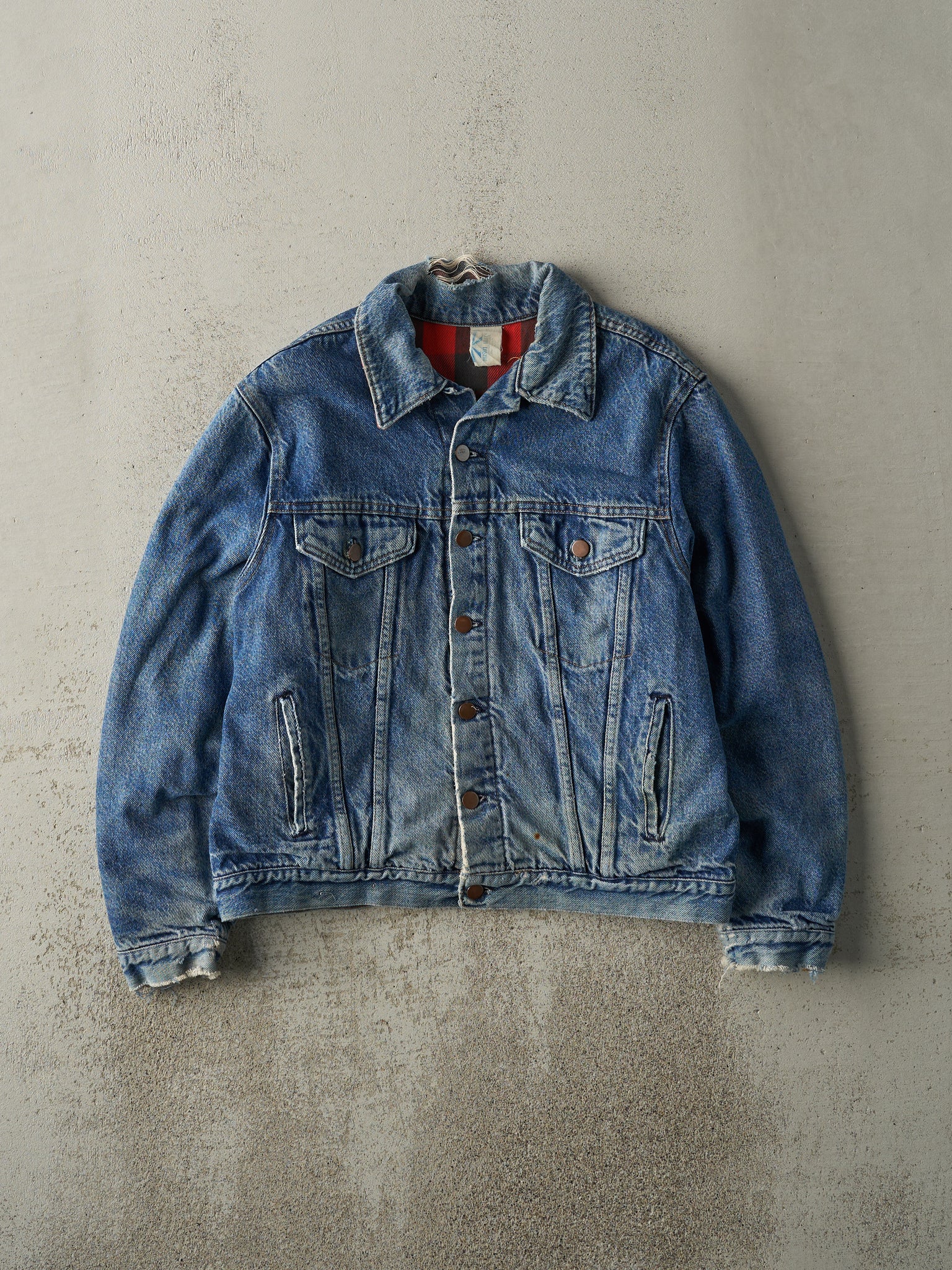 Vintage 90s Mid Wash Flannel Lined Denim Jacket (S/M)