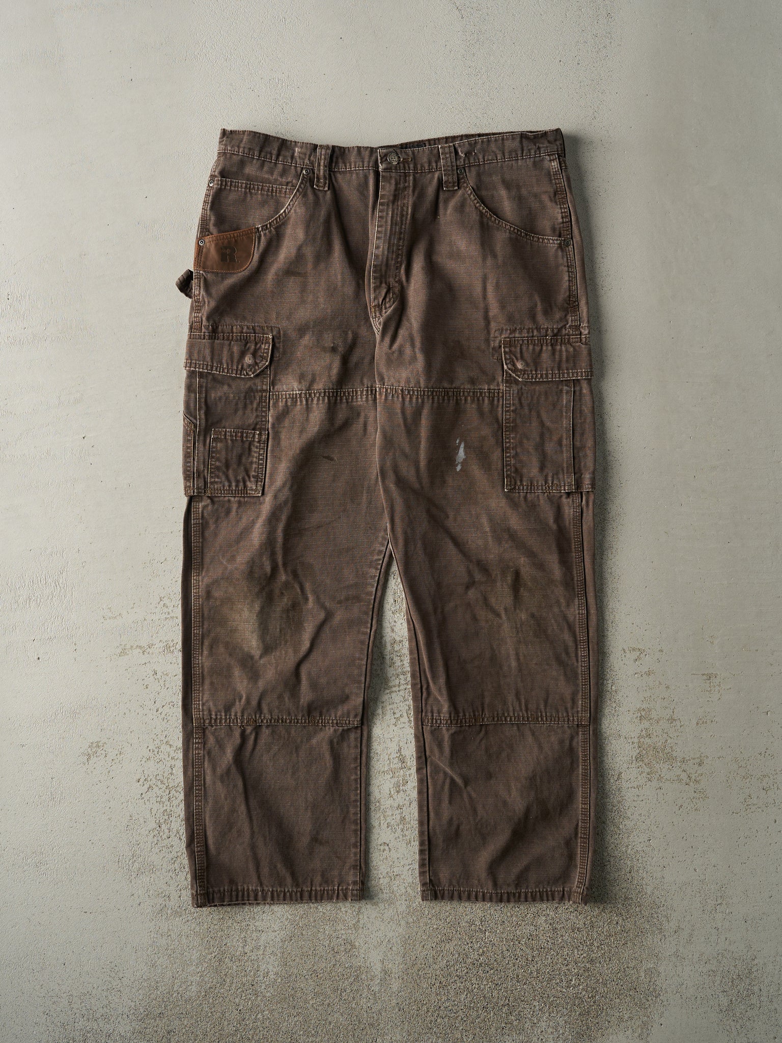 Vintage Y2K Brown Ripstop Wrangler Riggs Double Knee Carpenter Pants (37.5x30.5)