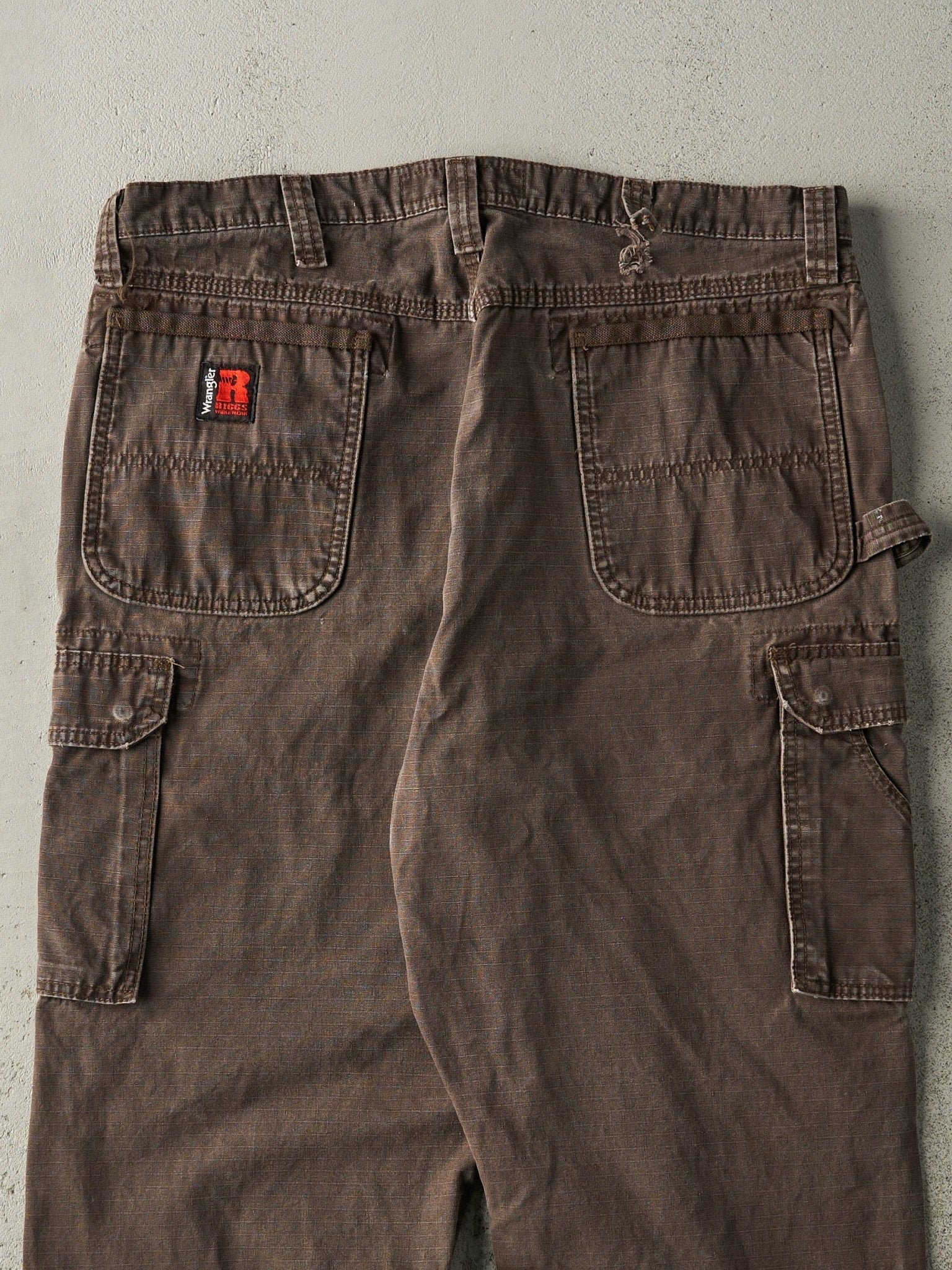 Vintage Y2K Brown Ripstop Wrangler Riggs Double Knee Carpenter Pants (37.5x30.5)