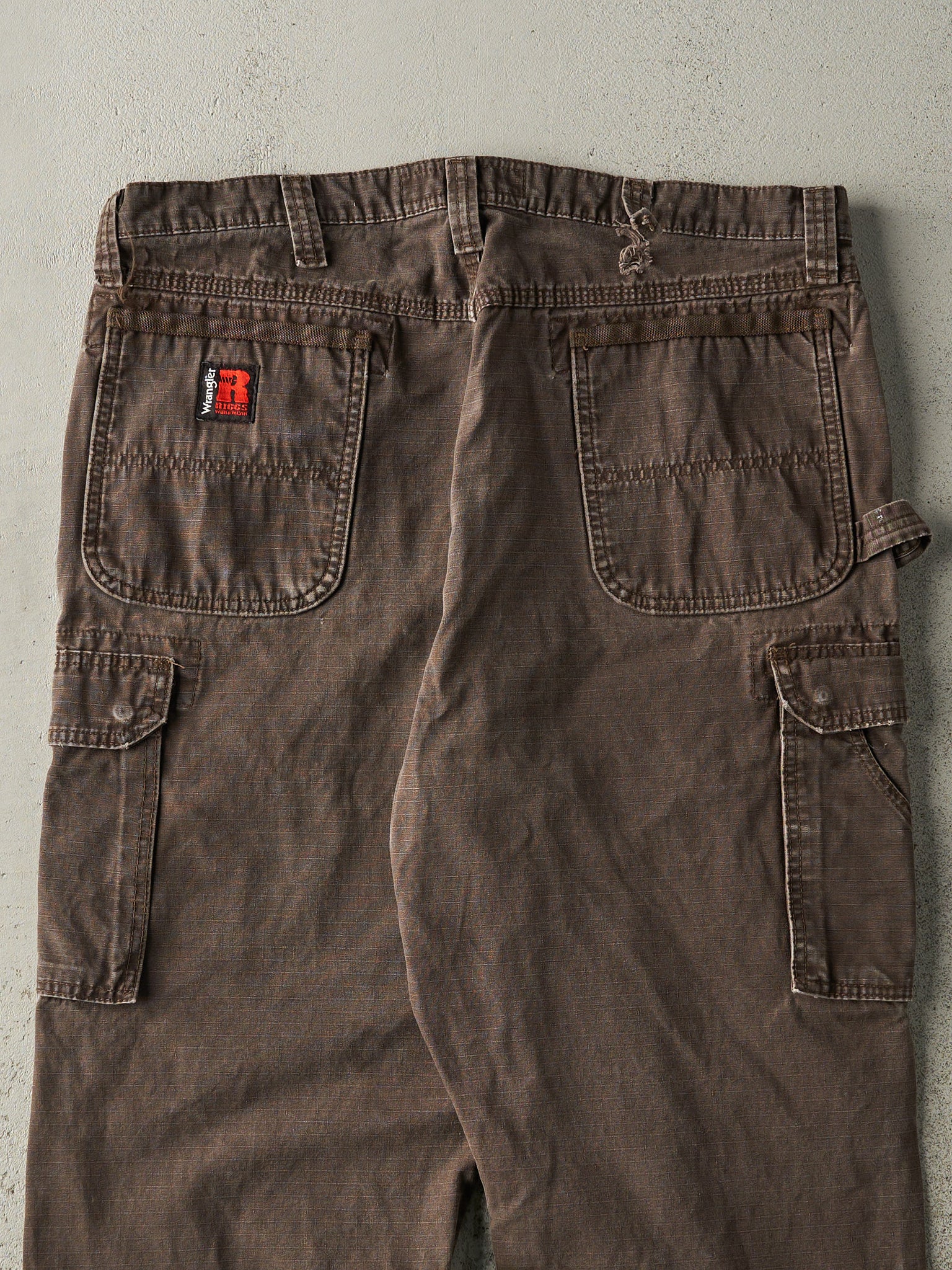 Vintage Y2K Brown Ripstop Wrangler Riggs Double Knee Carpenter Pants (37.5x30.5)