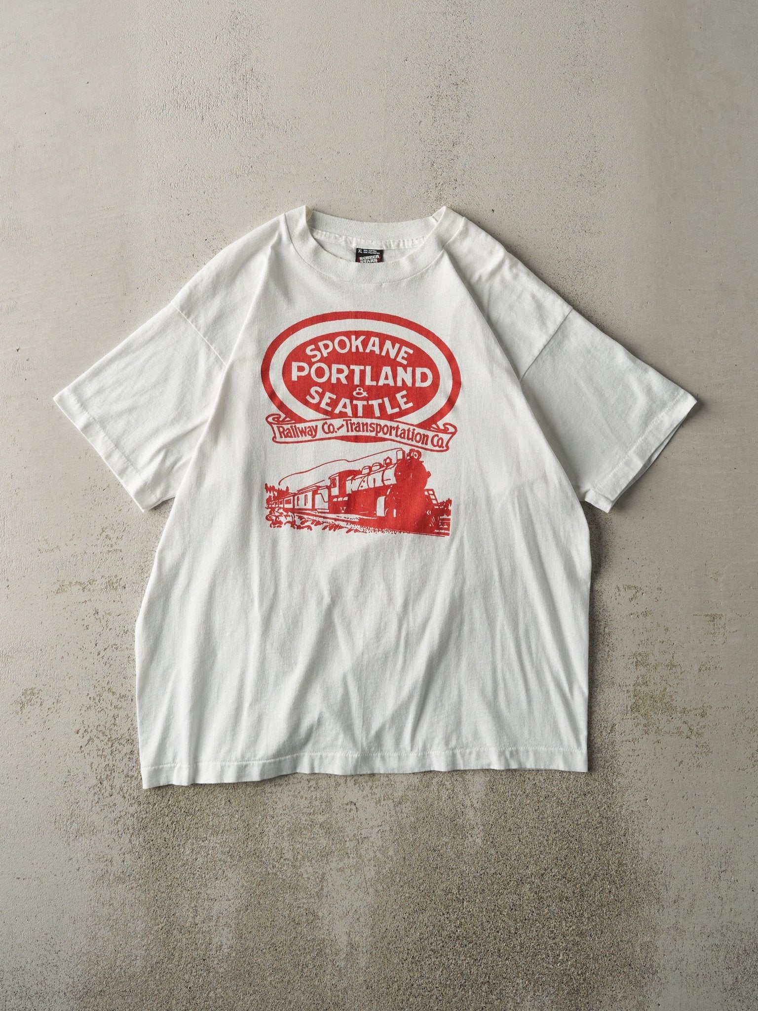 Vintage 90s White Spokane Portland & Seattle Single Stitch Tee (M)