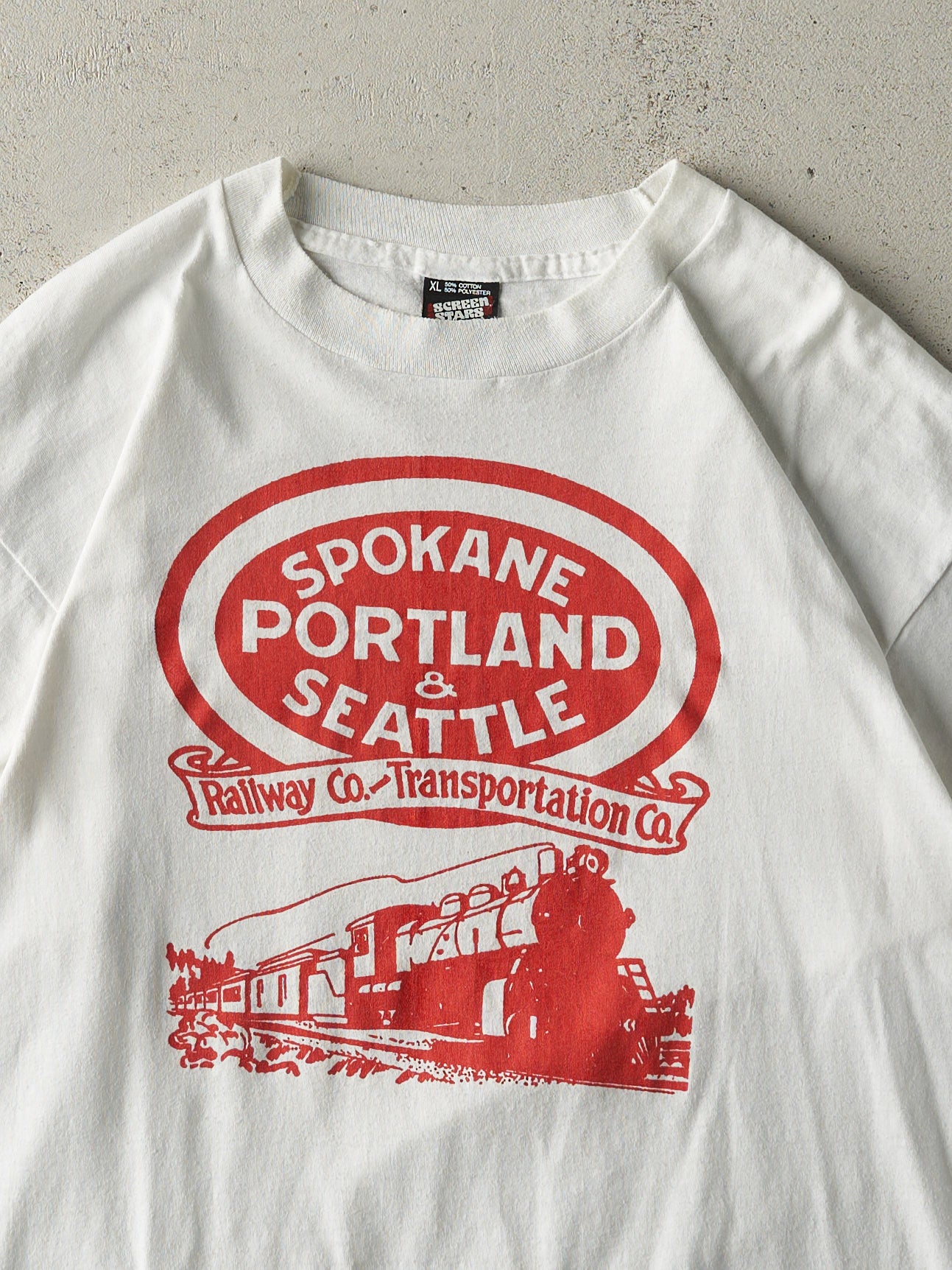 Vintage 90s White Spokane Portland & Seattle Single Stitch Tee (M)