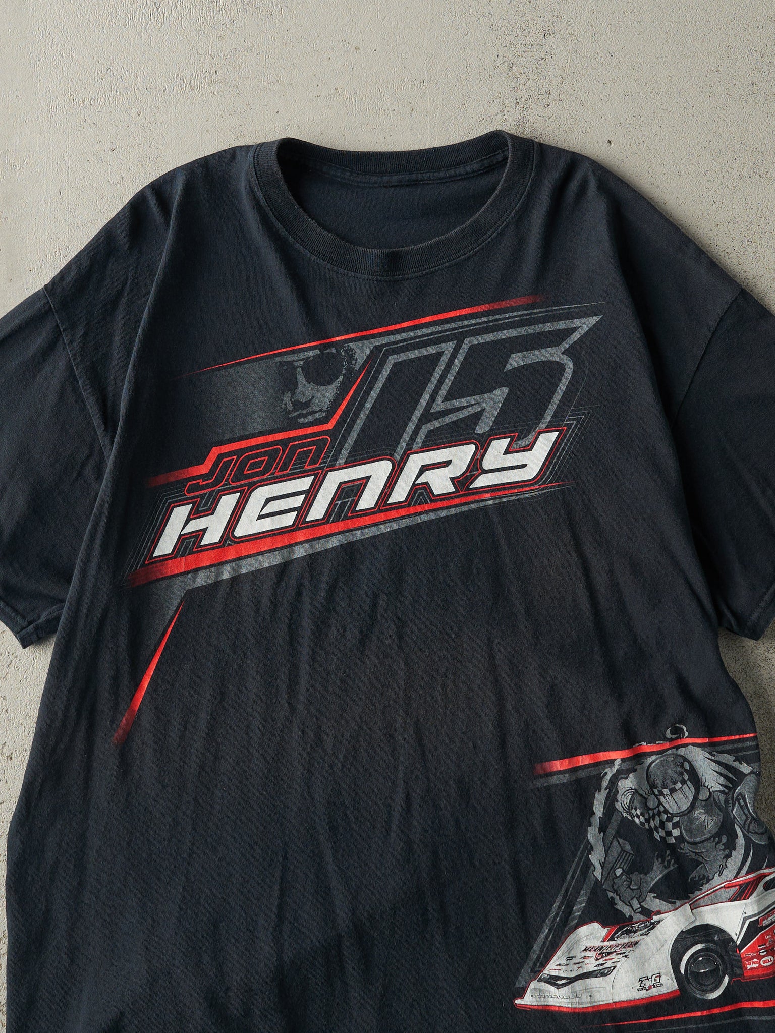 Vintage Y2K Black Jon Henry Racing Tee (L)