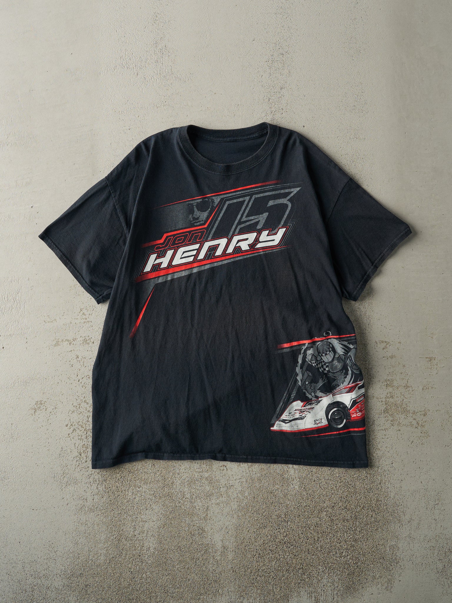 Vintage Y2K Black Jon Henry Racing Tee (L)