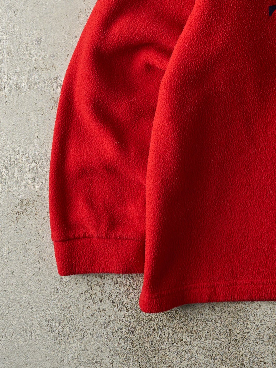 Vintage 90s Red Tommy Hilfiger Bootleg Quarter Zip Fleece Sweater (M)