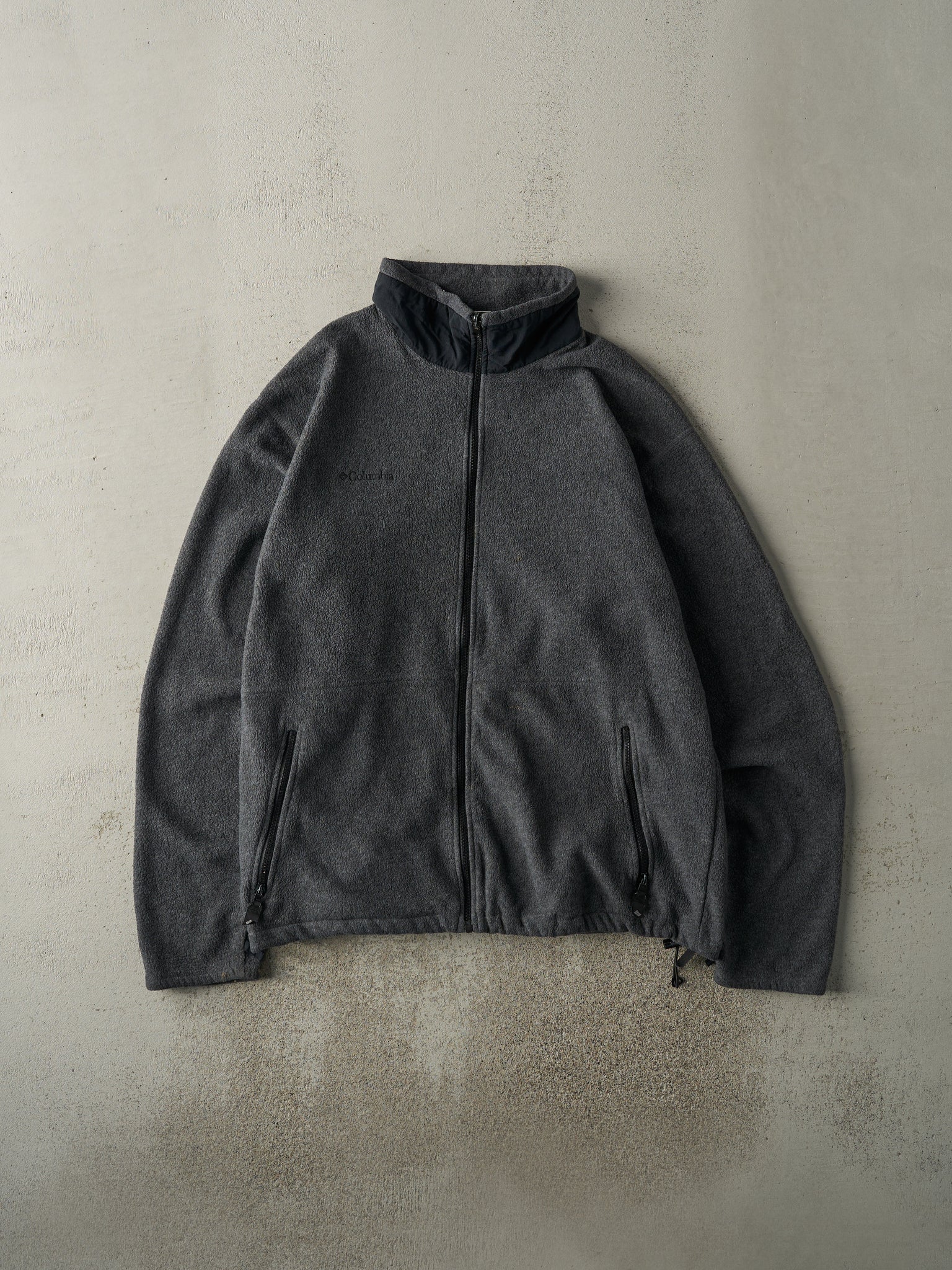 Vintage 90s Charcoal Grey & Black Zip Up Columbia Fleece Sweatshirt (L)