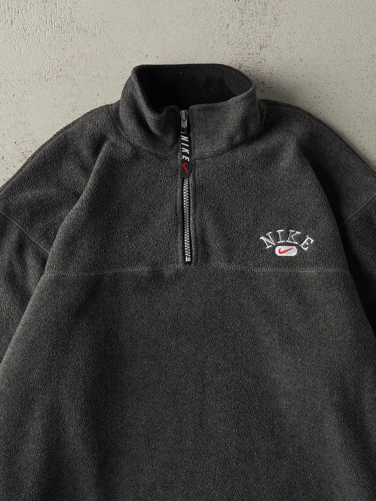 Vintage 90s Charcoal Grey Nike Embroidered Quarter Zip Fleece (L)