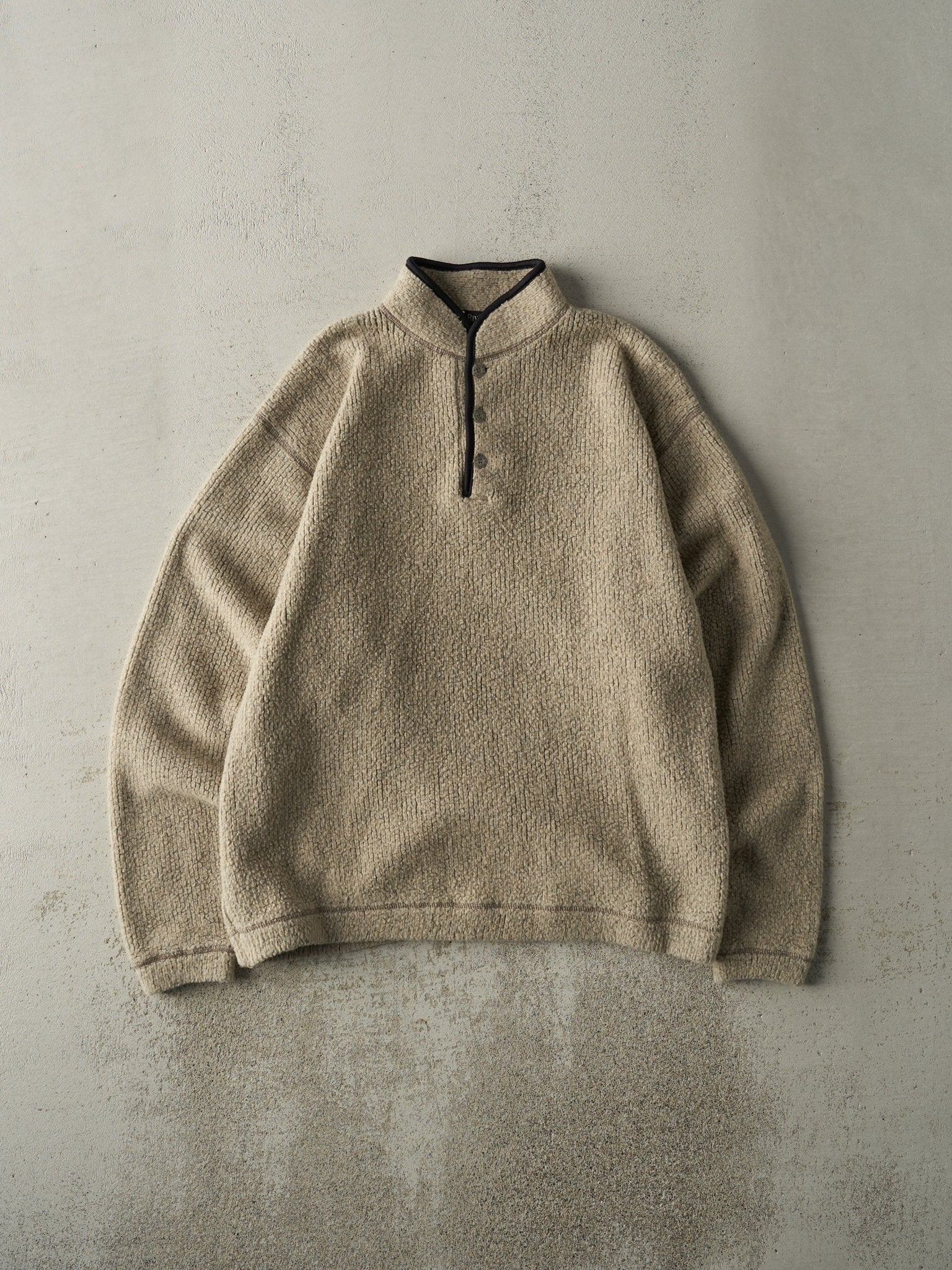 Vintage 90s Beige Wind River Quarter Button Fleece Sweatshirt (M/L)
