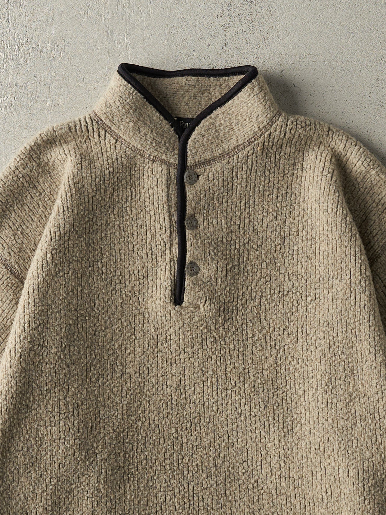 Vintage 90s Beige Wind River Quarter Button Fleece Sweatshirt (M/L)