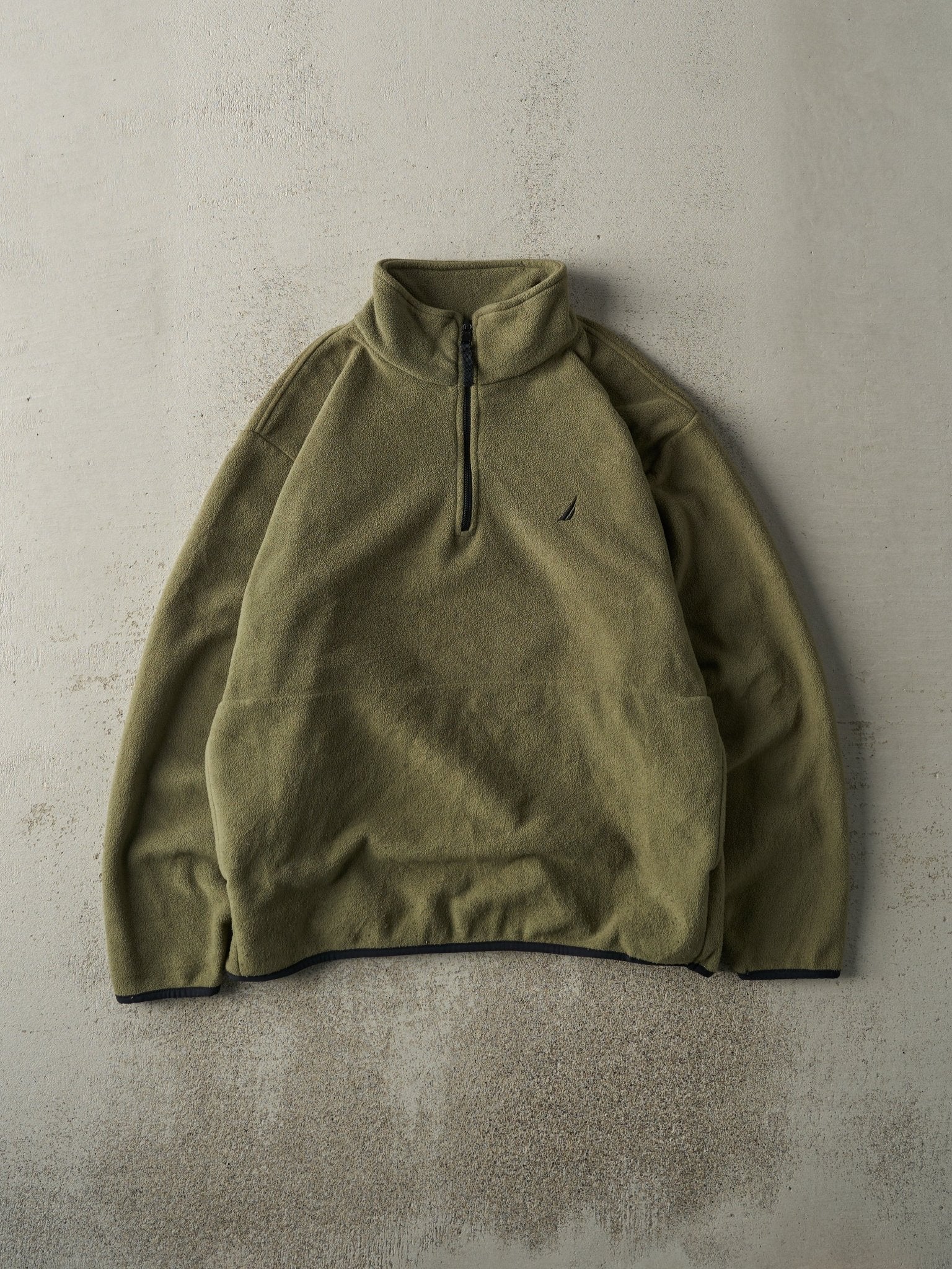 Vintage Y2K Green Nautica Embroidered Logo Quarter Zip Fleece (L)